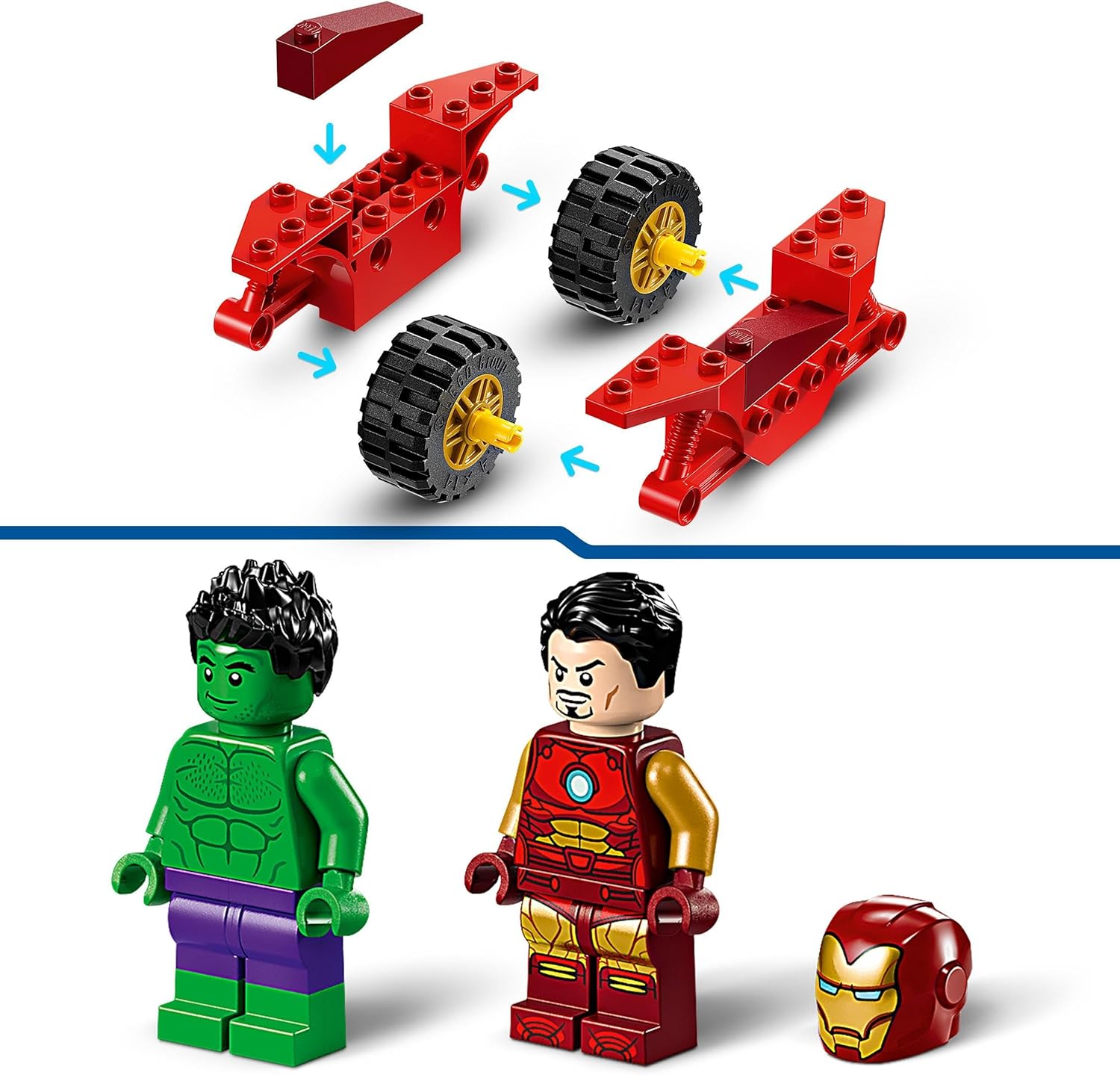 LEGO Marvel Iron Man with Bike and The Hulk - Super Hero Building Toy for Kids 4+