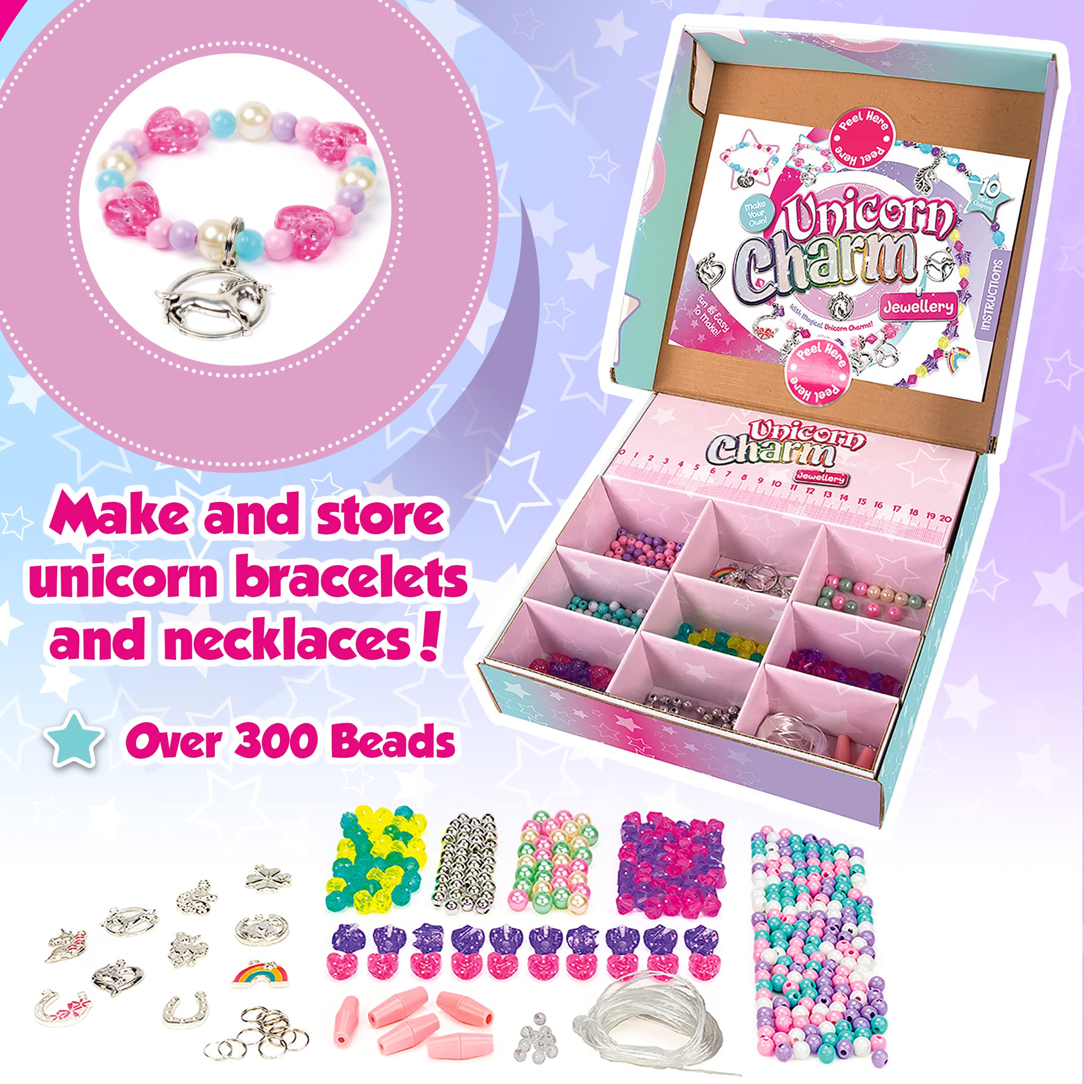 Craftbox CB806 Unicorn Charm Jewellery Craft Set - Create 10+ Pieces, Ages 4+ 5