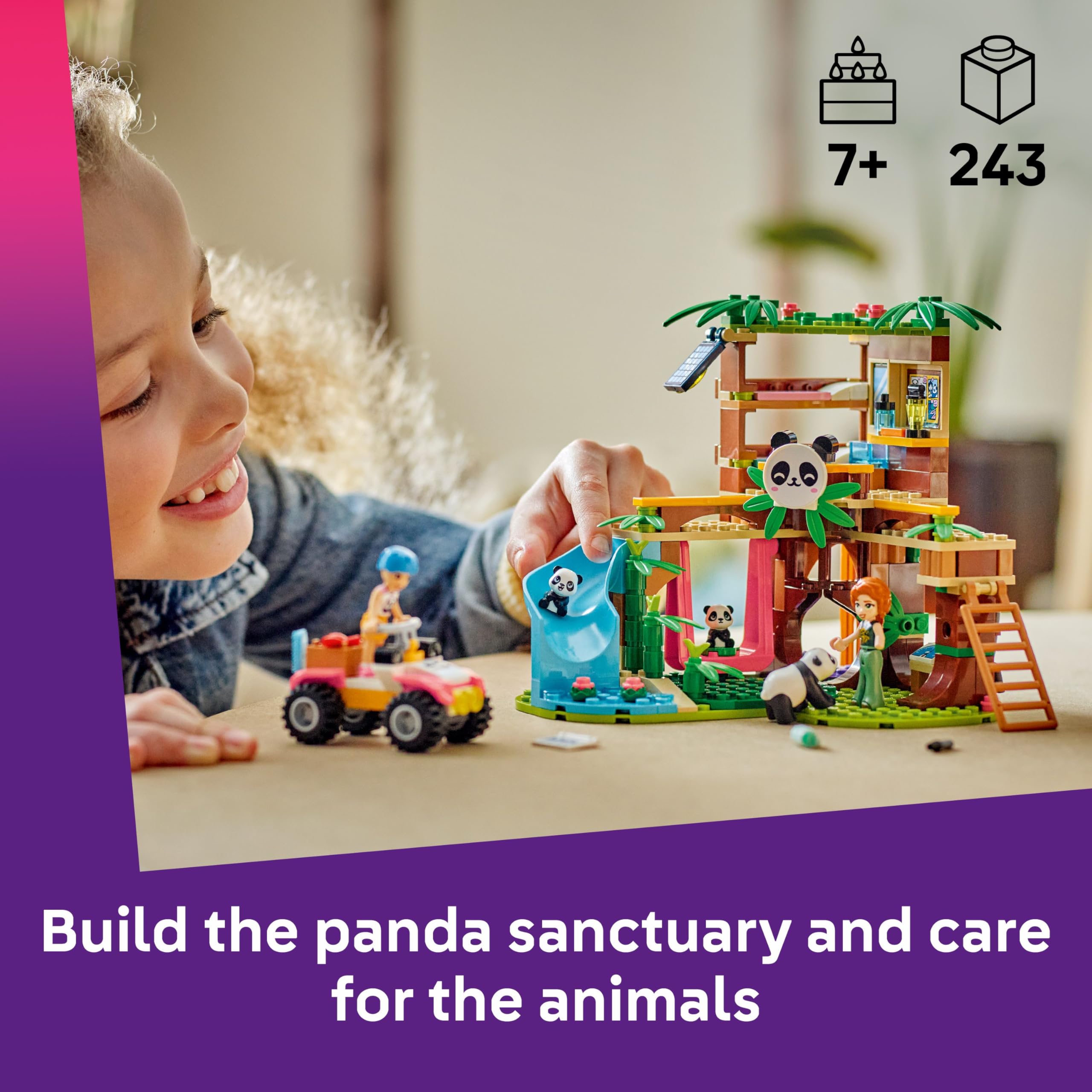 LEGO Friends Panda Sanctuary Animal Care Toy 42648 | Ages 7+ | Includes Tree House & Quad Bike