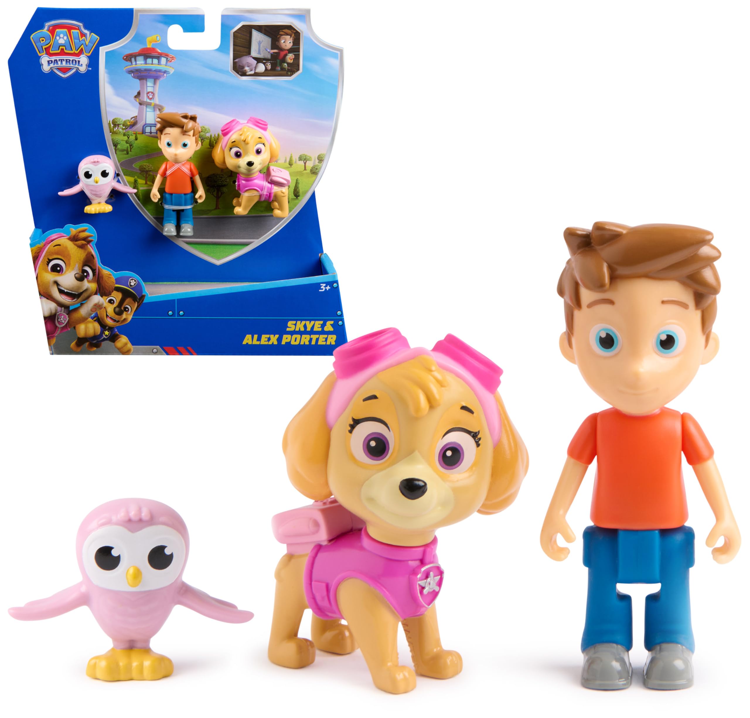 PAW Patrol Skye & Alex Porter Figure Pack with Lil Hootie - Action Figures for Kids 3-9 Years