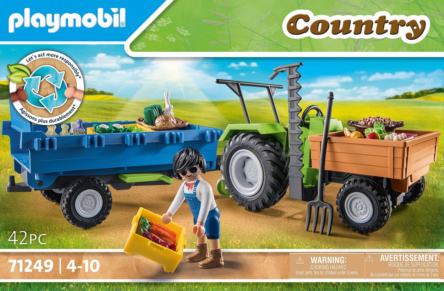 Playmobil Country Harvester Tractor with Trailer and Transport Boxes - Farm Playset for Kids 4+ 12