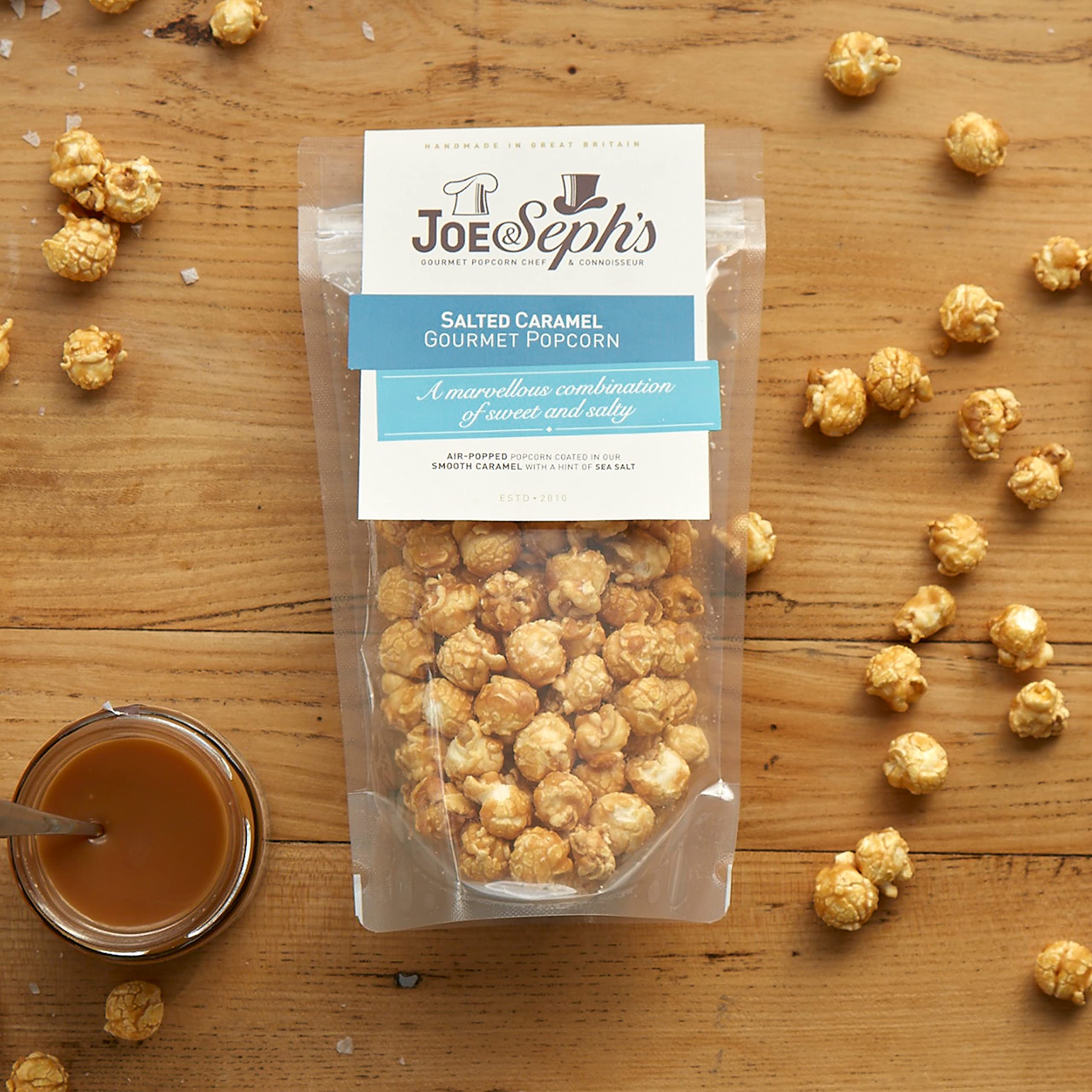 Joe & Seph's Salted Caramel Popcorn (80g) - Gourmet Air-Popped, Handmade in UK, 2 Gold Stars Great Taste Award Winner