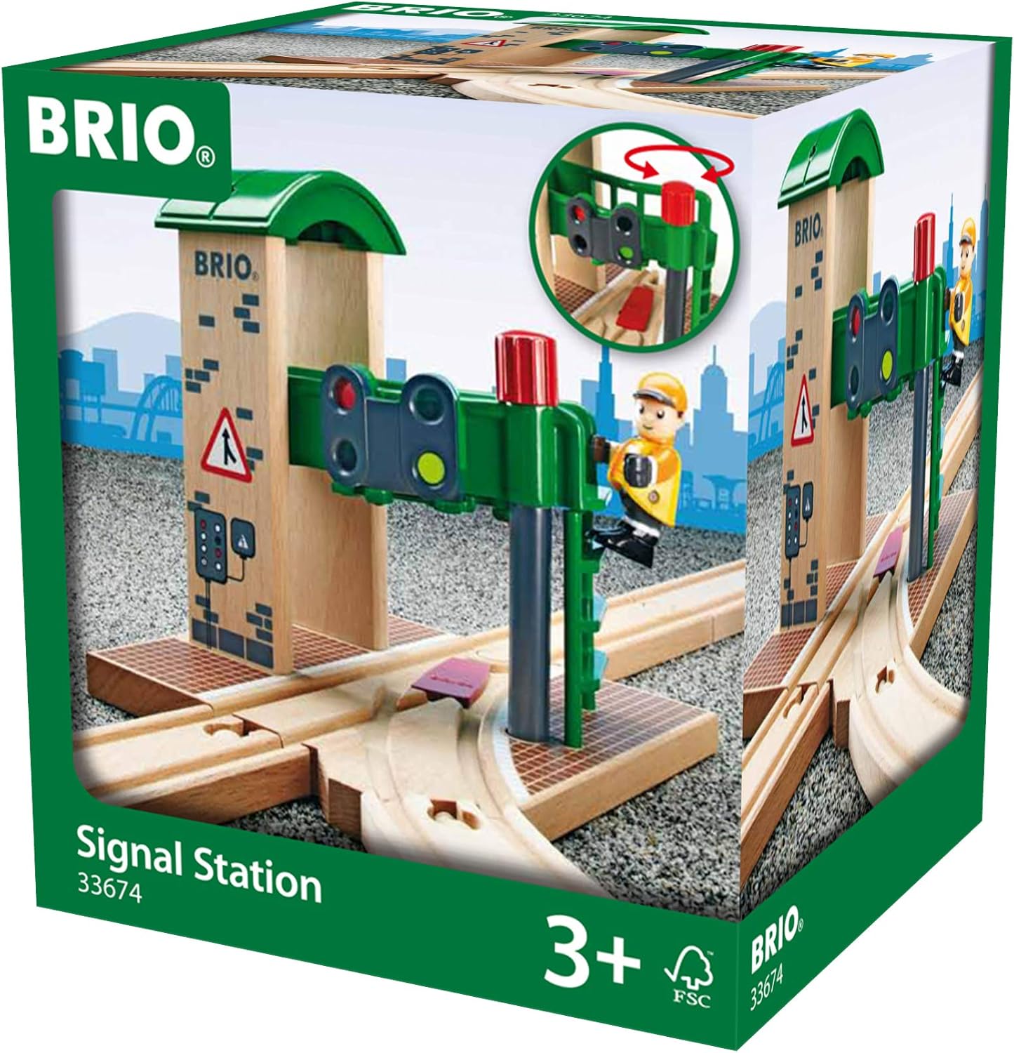 BRIO World Train Signal Station - Wooden Railway Accessory with Play Figure for Kids 9