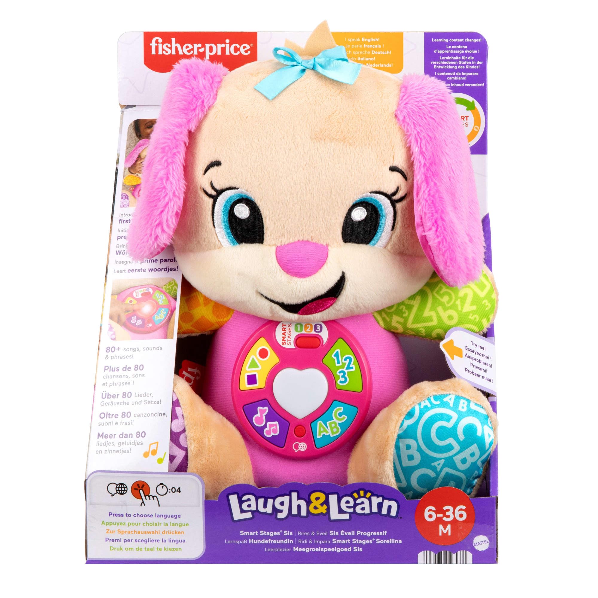 Fisher-Price Laugh & Learn Smart Stages Sis - Plush Musical Learning Toy for Babies 6M+