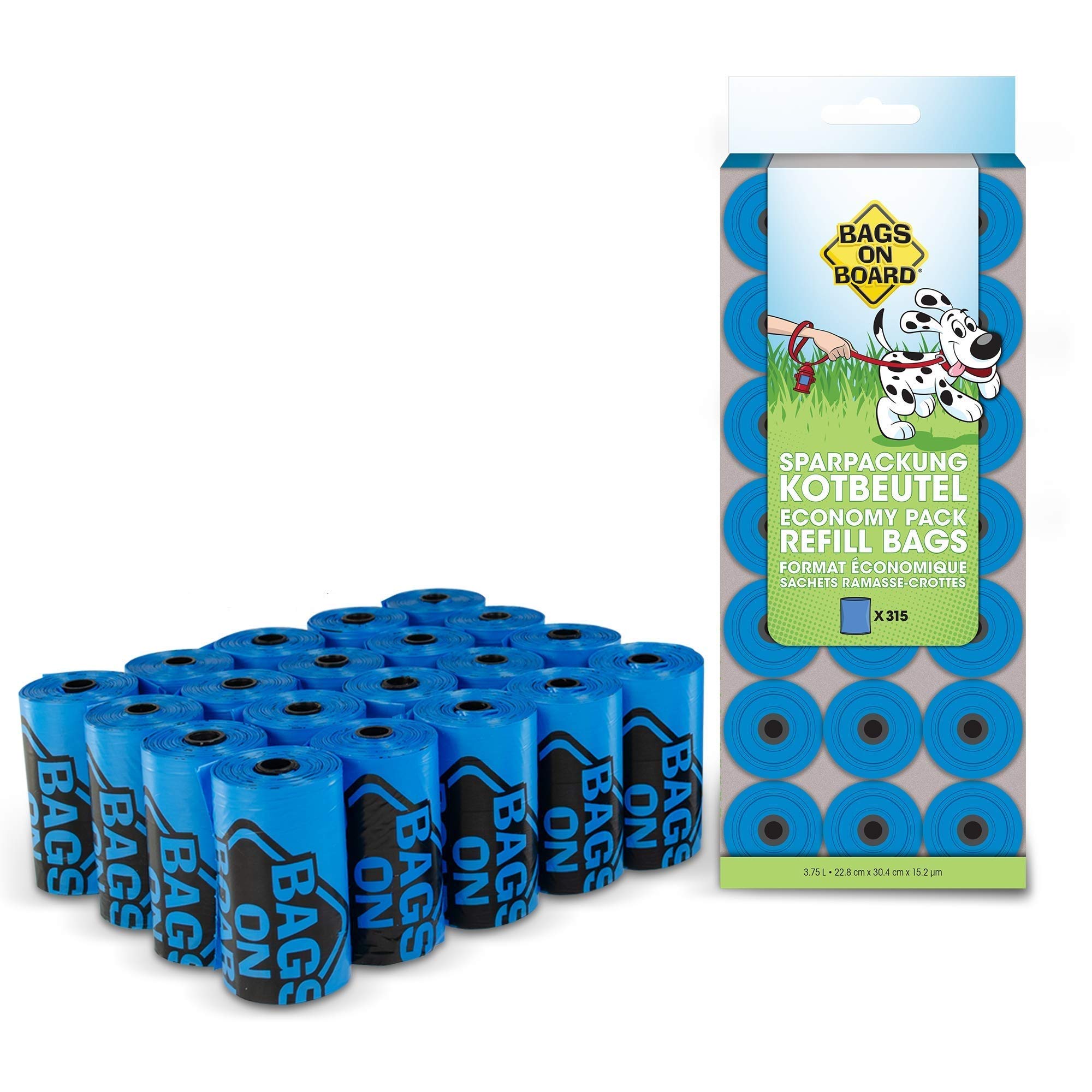 Bags on Board Strong Leak Proof Dog Poop Pick-up Bags - 315 Count, Blue, 9x14 Inches 1