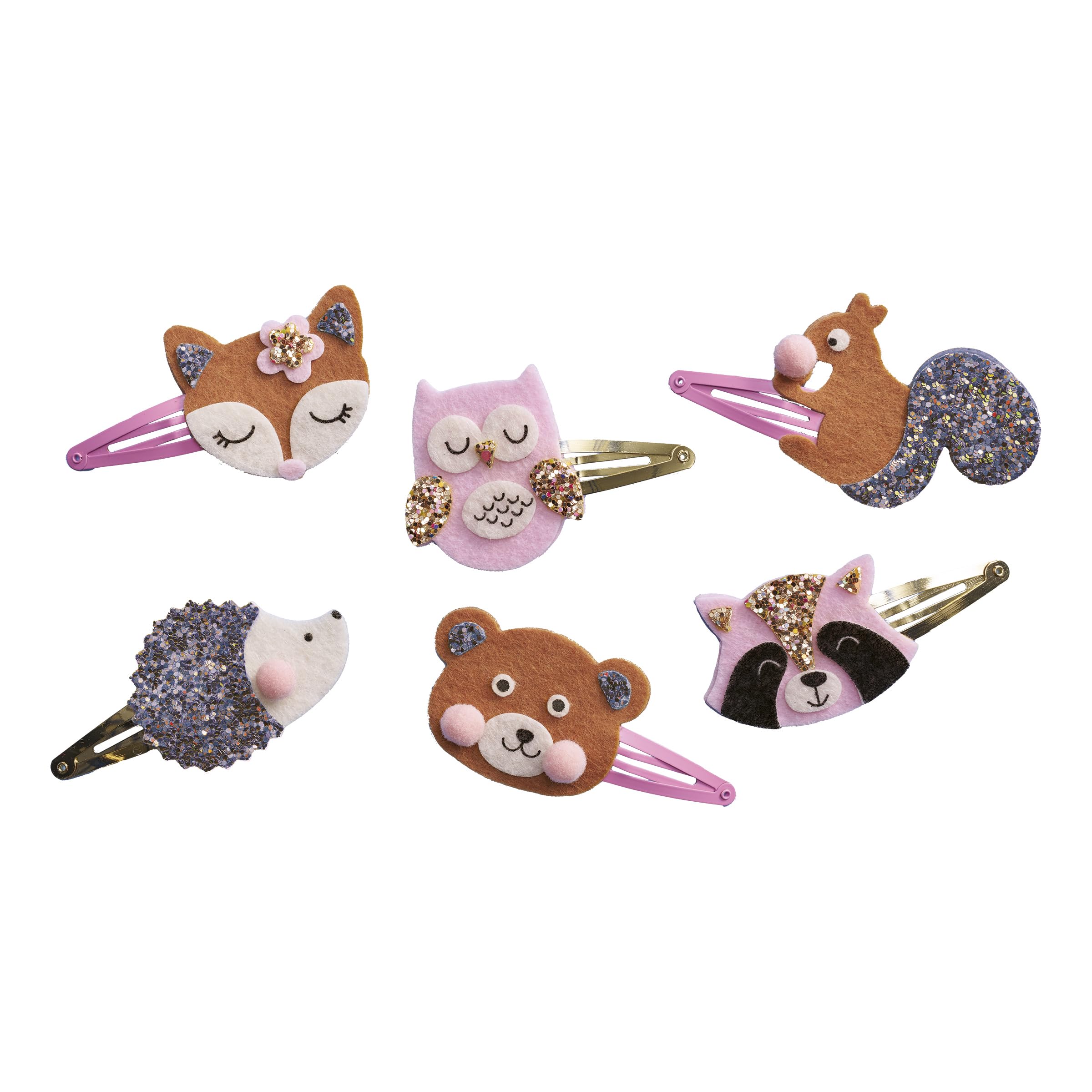 Janod Forest Animals Hair Clip Craft Kit - Create 6 Felt Barrettes - Educational DIY Jewelry for Kids 5-10 Years 5