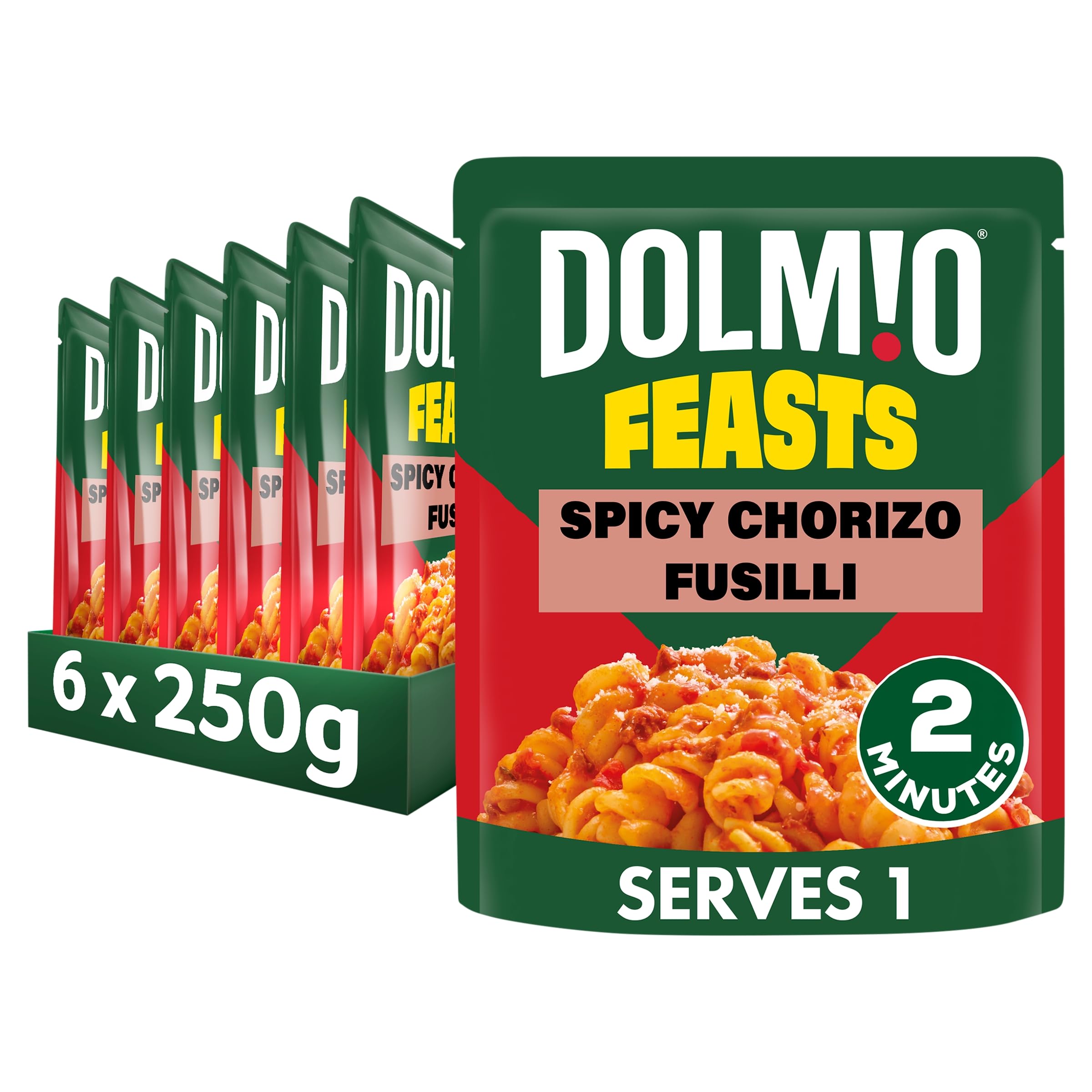 Dolmio Feasts Spicy Chorizo Fusilli Pasta Meal - 6 Pack, 250g Each
