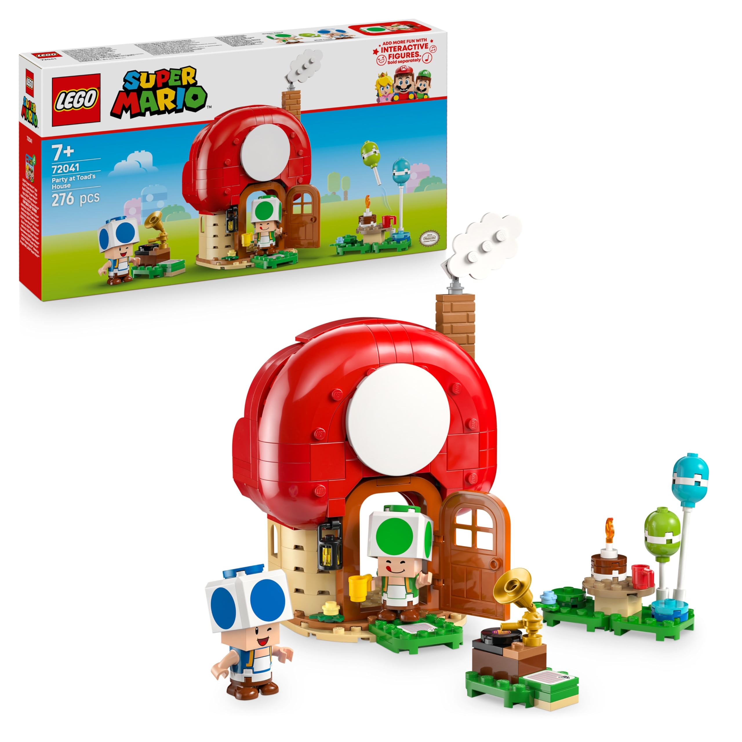 LEGO Super Mario Party at Toad's House Playset - 276-Piece Building Set with Blue & Green Toad Figures for Ages 7+