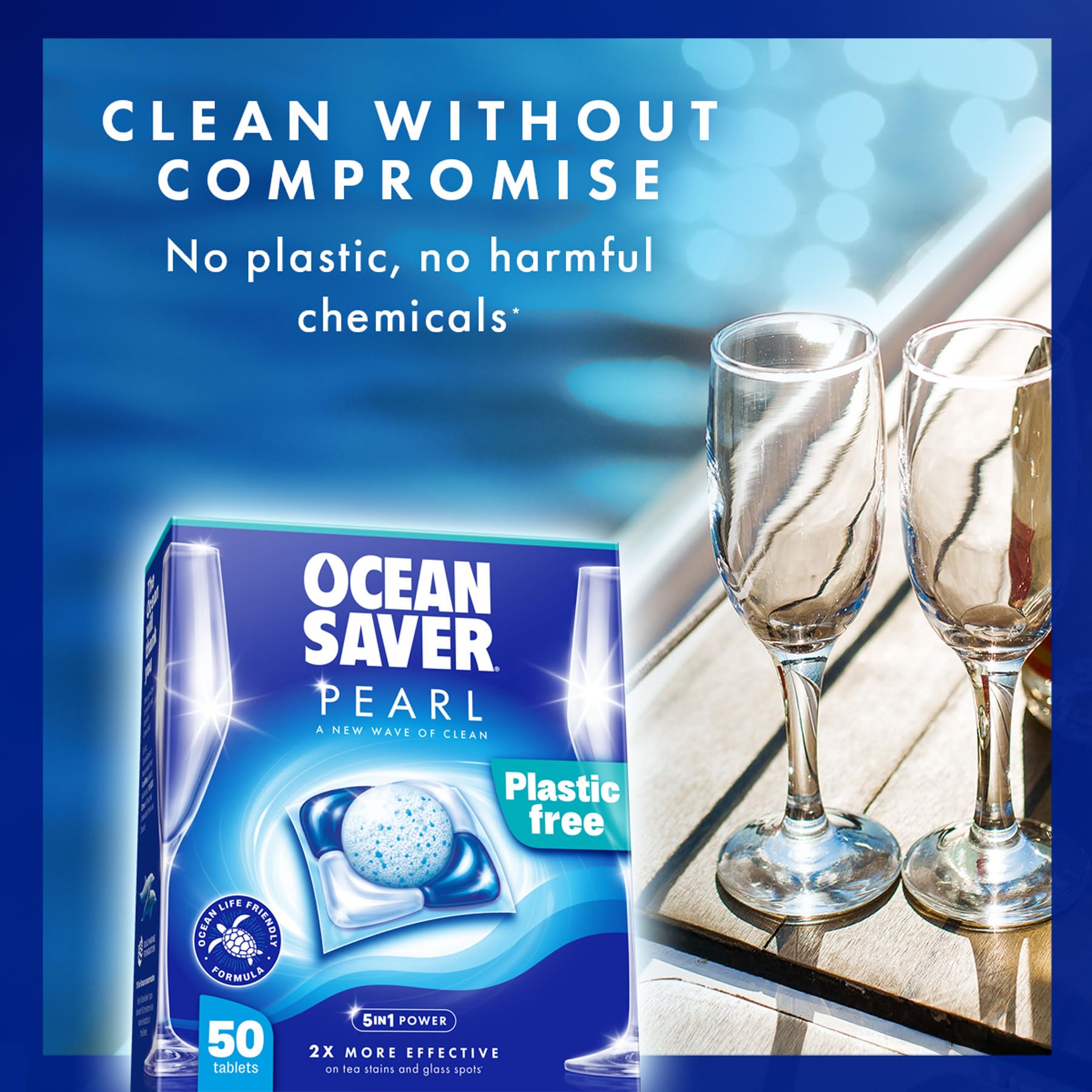OceanSaver Pearl 5-in-1 Power Eco-Friendly Dishwasher Tablets - Pack of 50 8