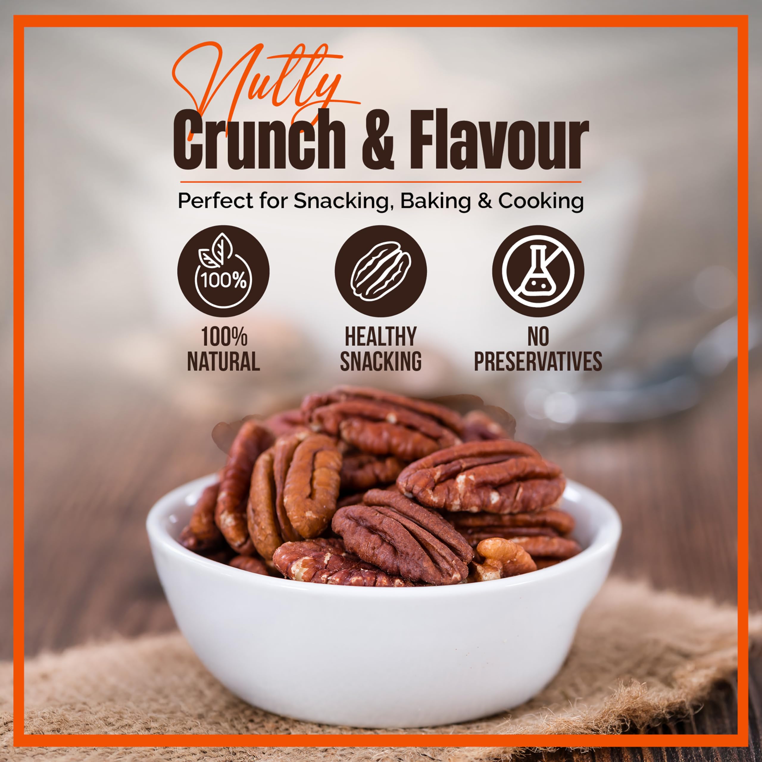 Chandra Whole Foods - Pecan Nuts 1KG - Raw, Gluten-Free, Vegan-Friendly Nuts for Snacking & Baking
