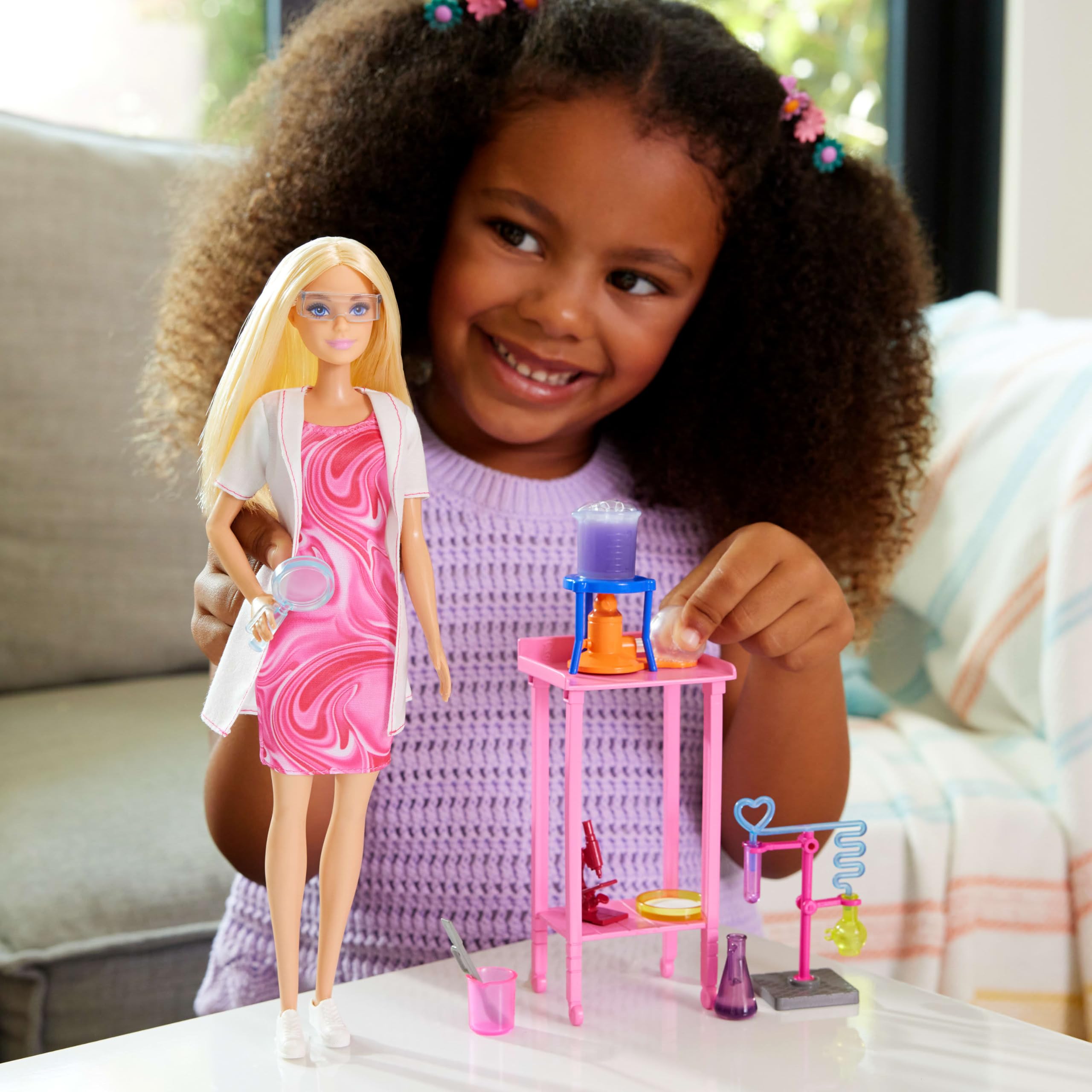 Barbie Scientist Doll and Accessories with Blonde Fashion Doll, Lab Table | Color-Change Beaker | Ages 3+