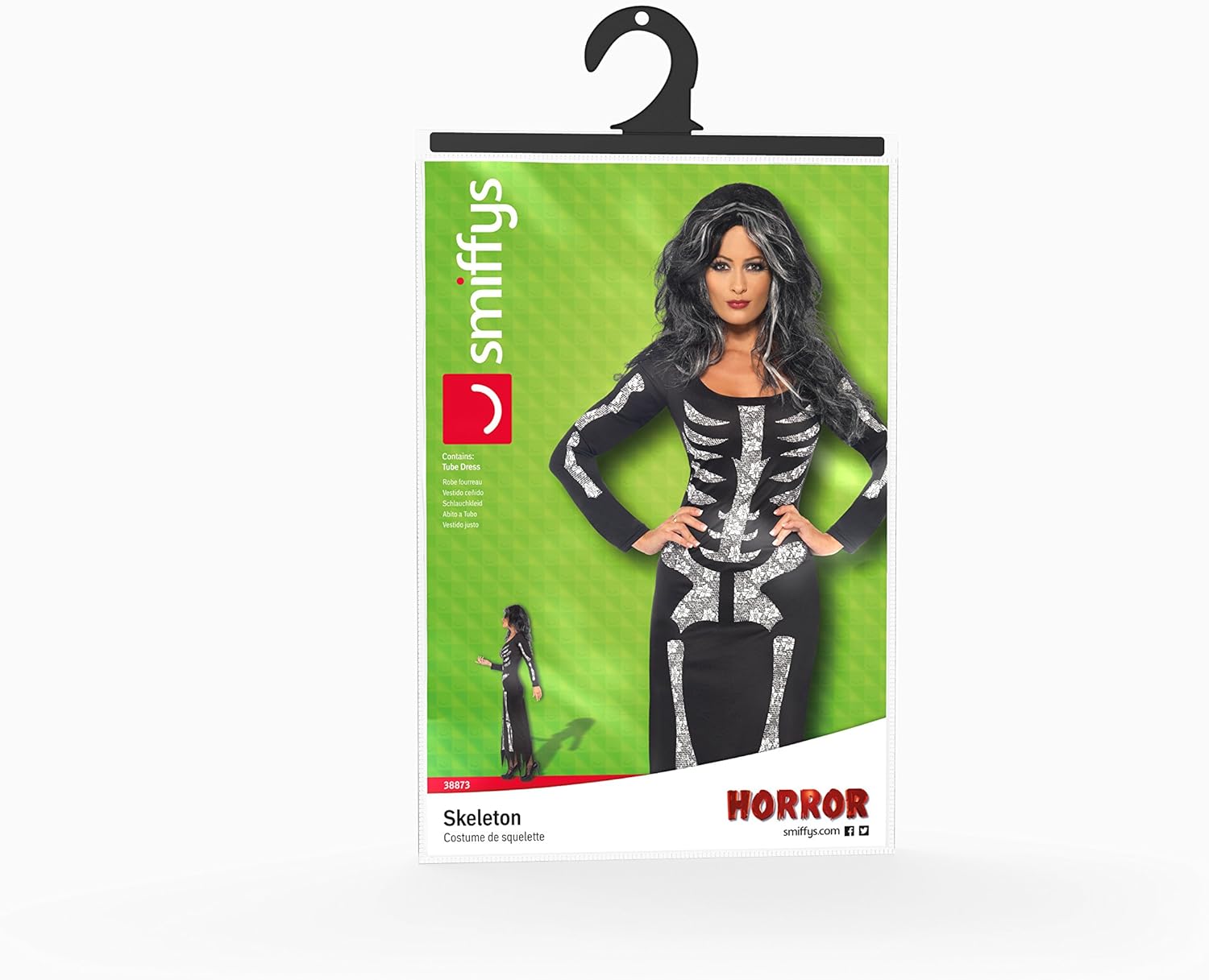 Smiffys Skeleton Costume - Women's Long Sleeve Tube Dress, Size S 4