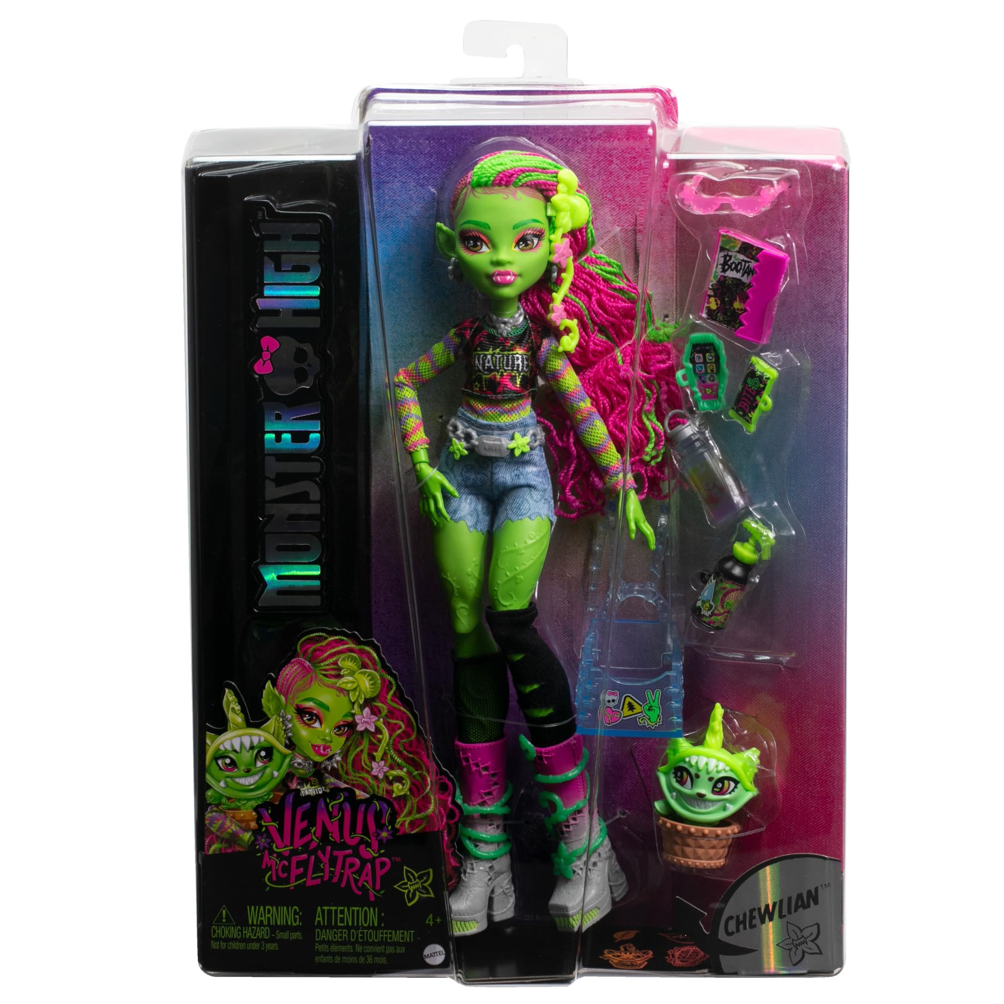 Monster High Venus McFlytrap Doll - Plant Monster with Chewlian Pet & Accessories, Ages 4-10 4