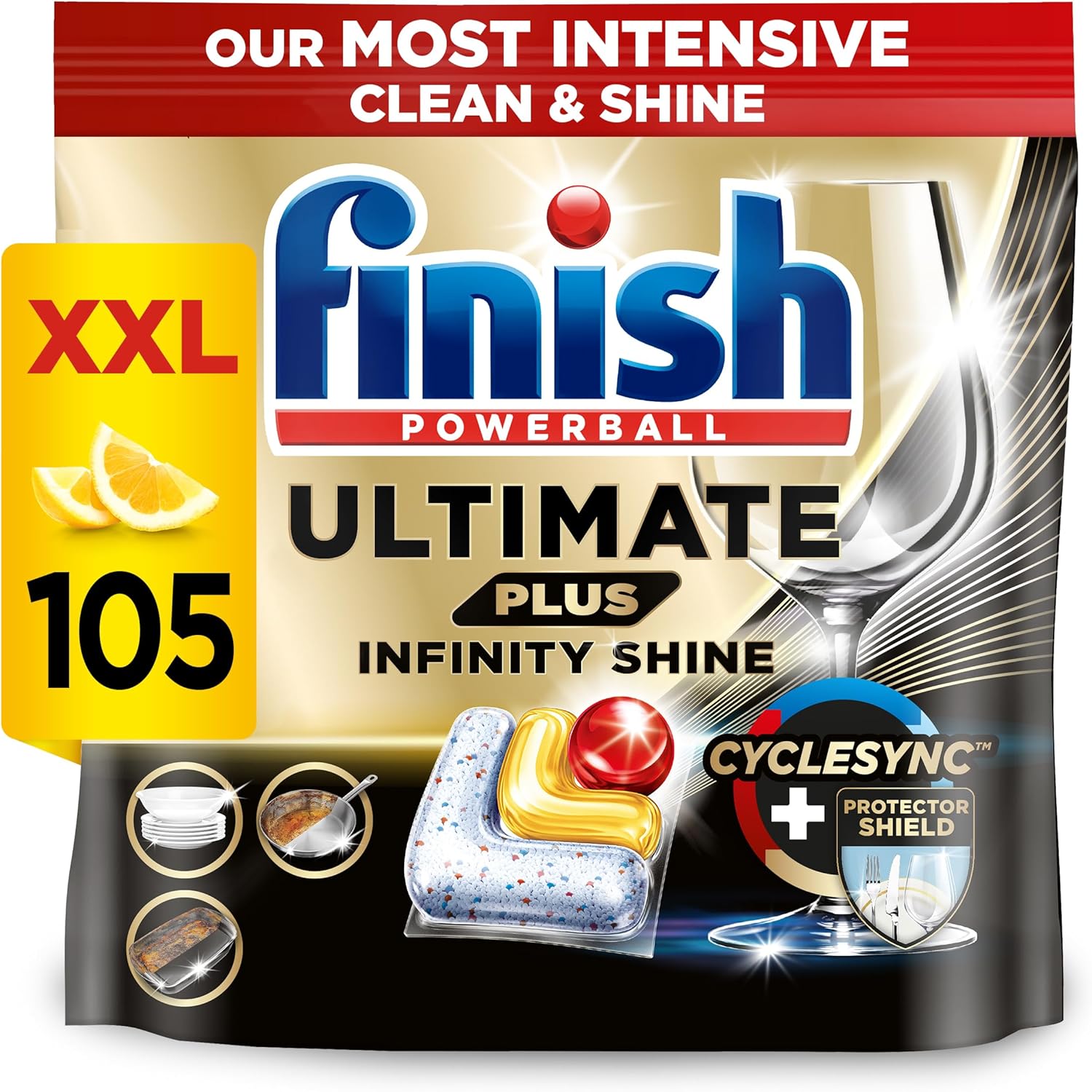 Finish Ultimate Plus Infinity Shine Dishwasher Tablets - Lemon Scent, 1.47 kg