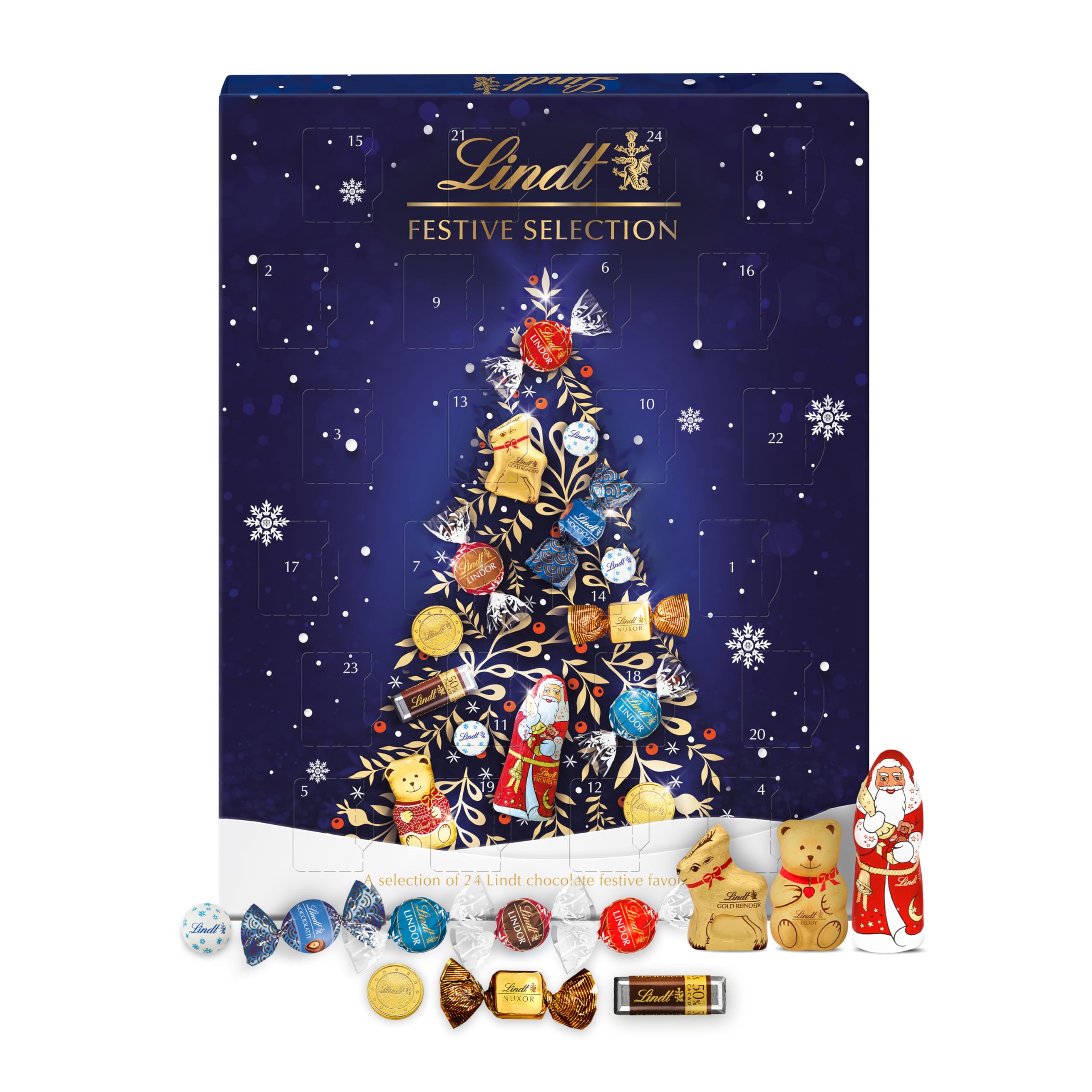 Lindt Festive Selection Advent Calendar 2025 – 24-Day Chocolate Countdown, 289g