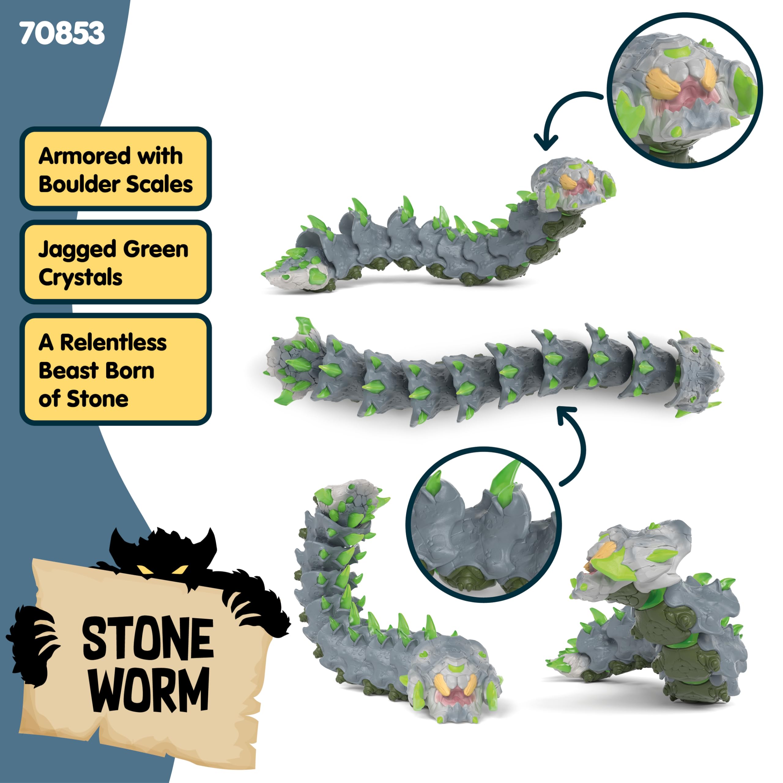 SCHLEICH Eldrador Creatures Stone Worm - 11" Movable Action Figure for Kids 7-12 8