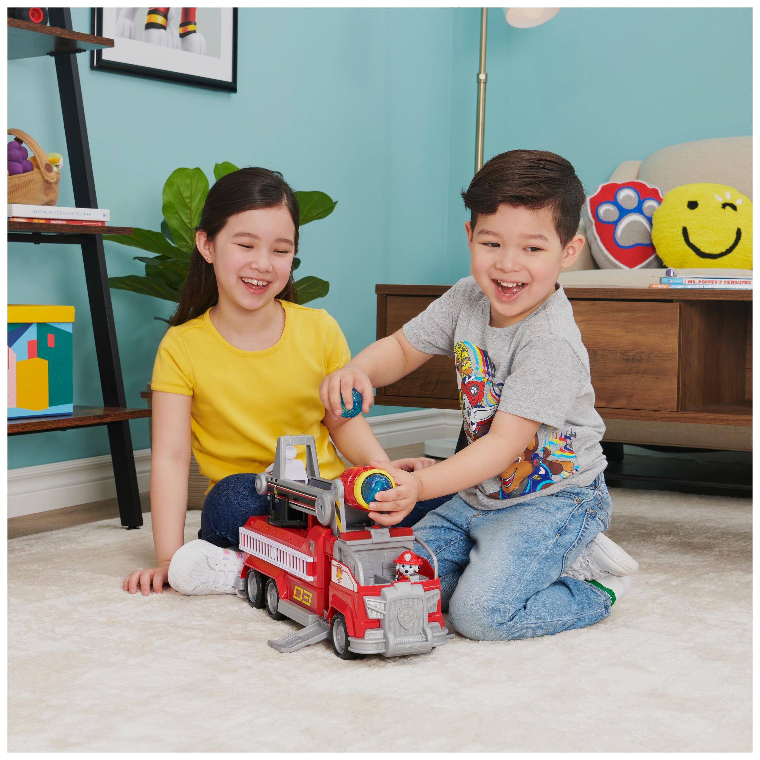 PAW Patrol Marshall’s Transforming Movie City Fire Truck - Fire Engine Playset with Lights, Sounds & Action Figure for Ages 3+ 8