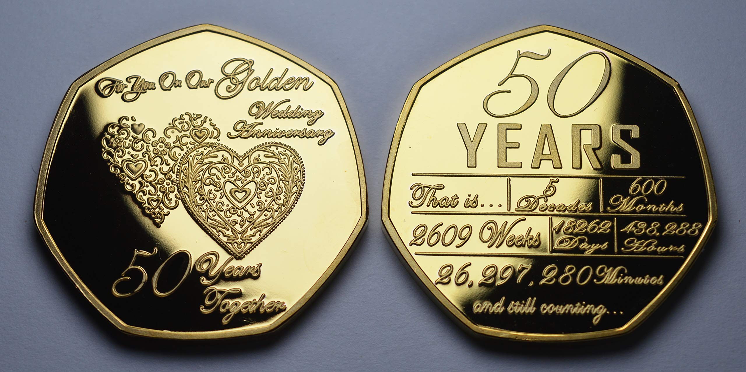 The Commemorative Coin Company 50th Wedding Anniversary Golden Commemorative Coin - 24ct Gold Proof Finish 5