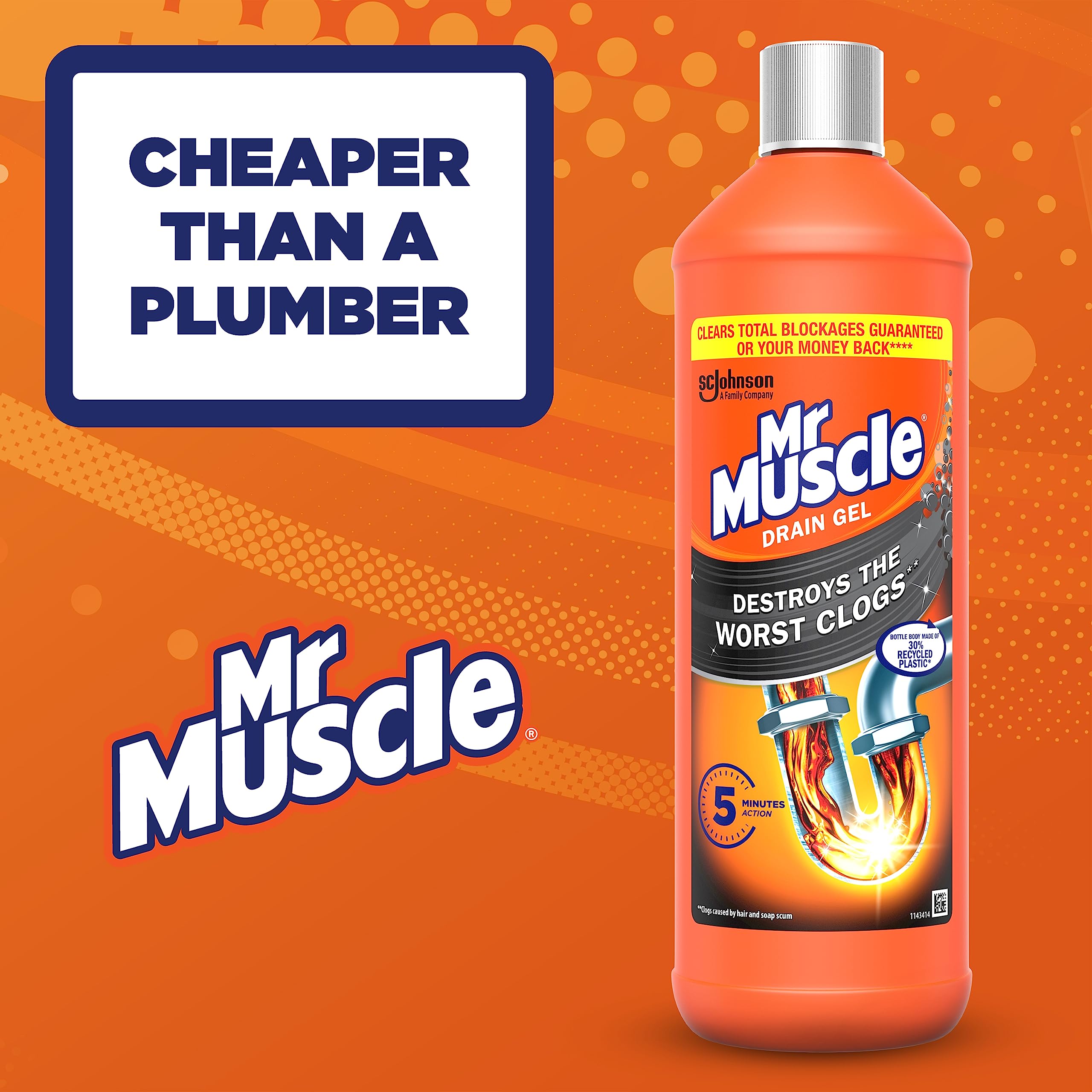 Mr Muscle - Power Gel Drain Unblocker Sink & Drain Cleaner 6