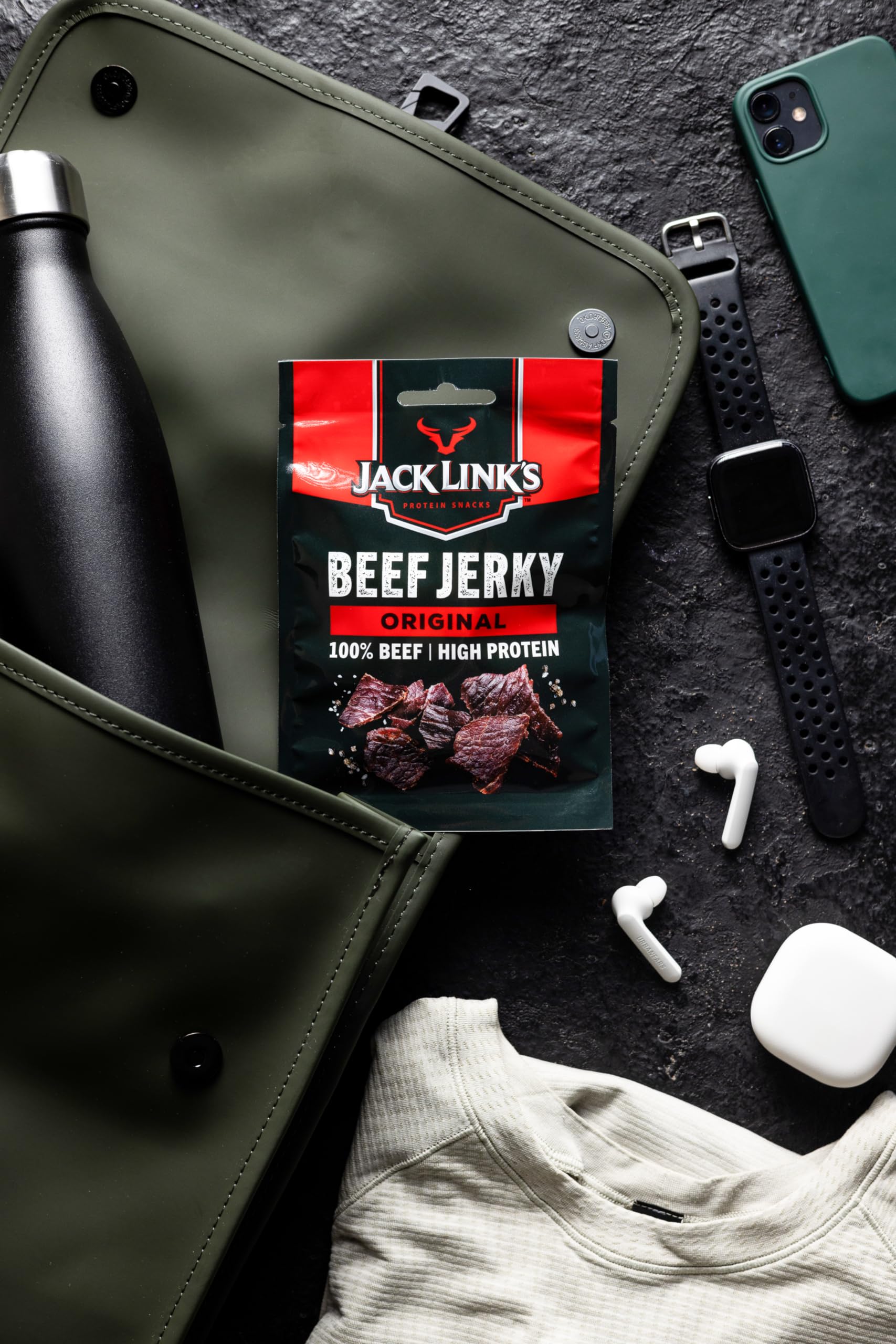 Jack Link's Beef Jerky Original Flavor High Protein Meat Snack Multipack 12 x 25g 4