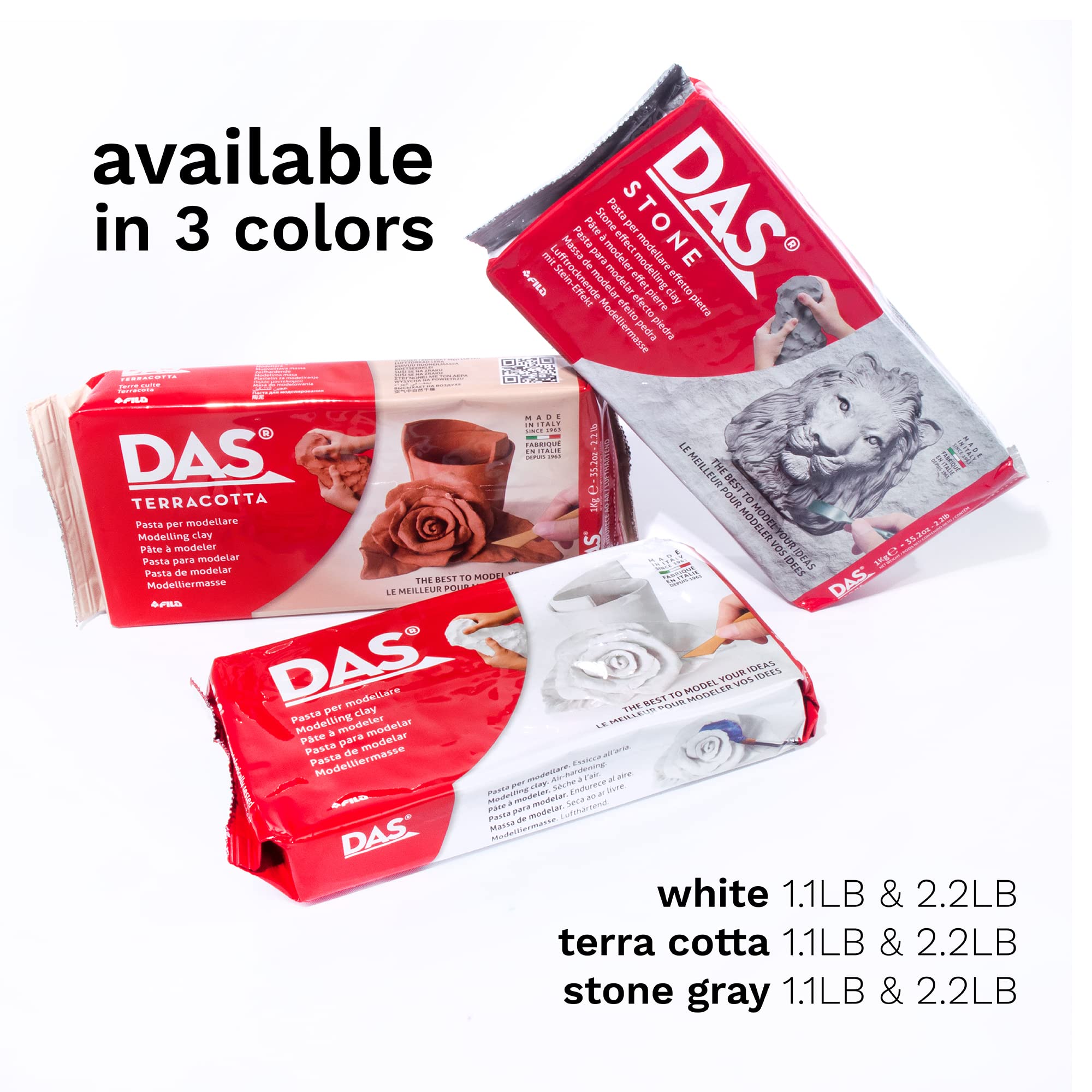 DAS Stone Air Hardening Modelling Clay - 1kg | Ready To Use | Stone Effect