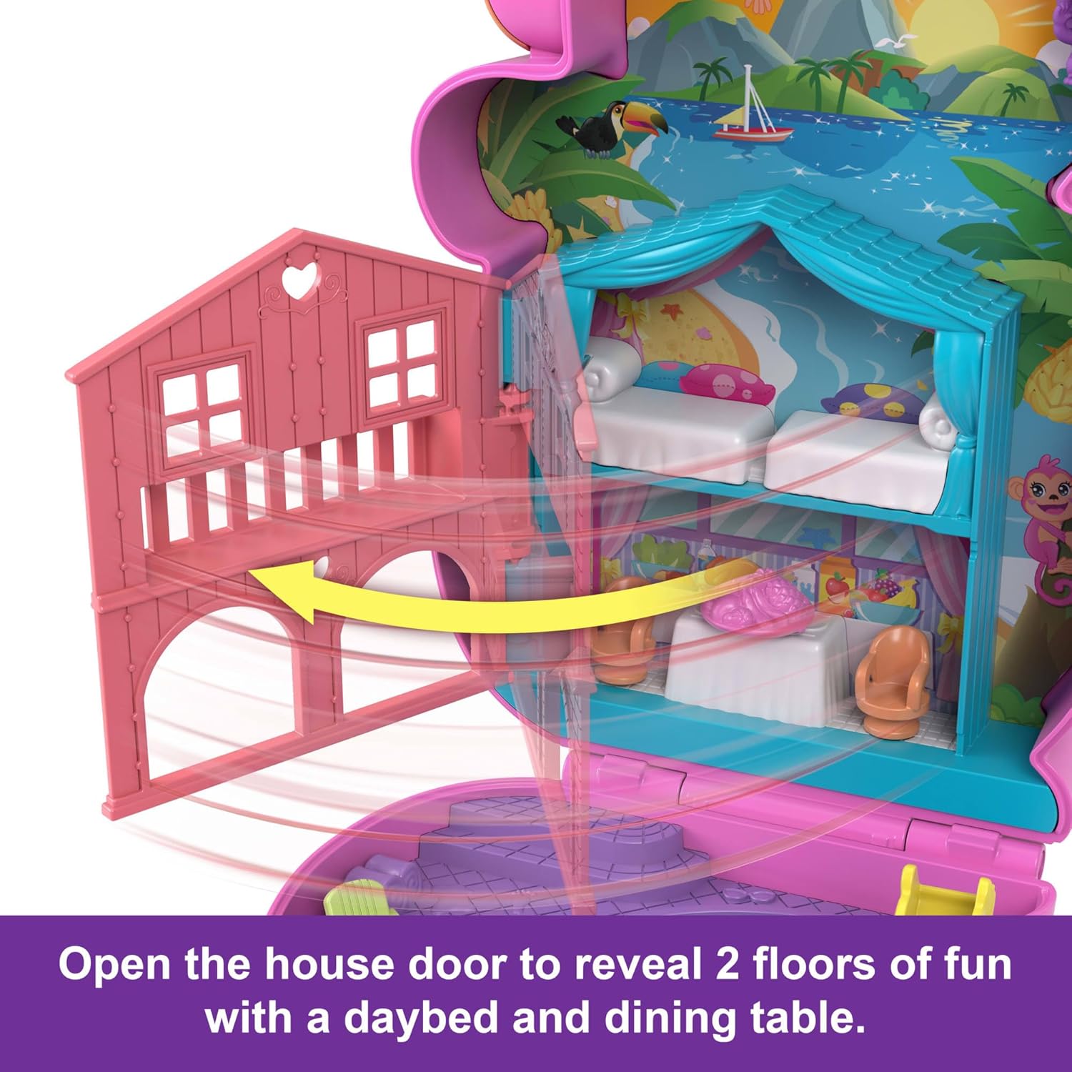 Polly Pocket Momma Monkey & Baby Playset - 2-in-1 Jungle Adventure with 14 Pieces 5
