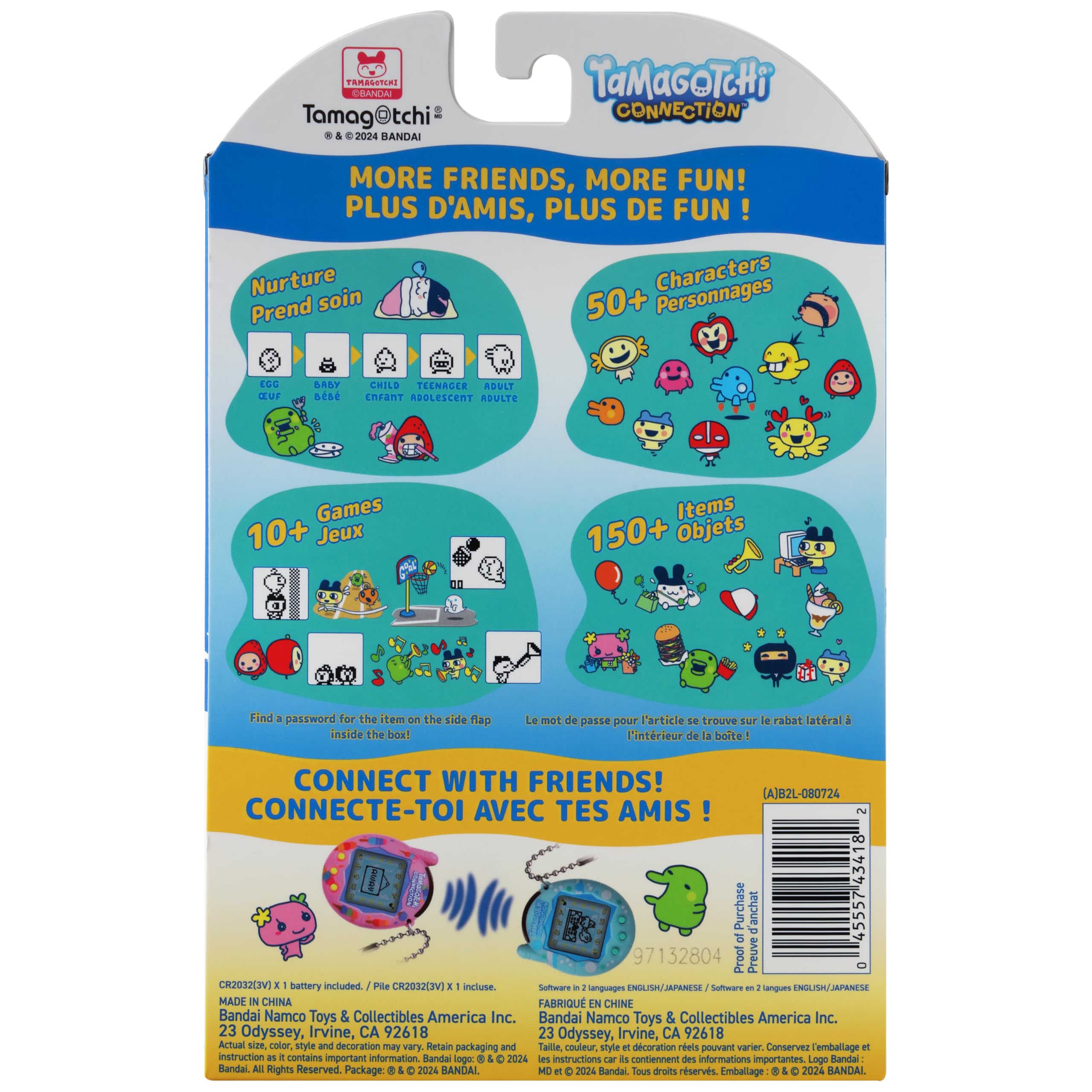 Tamagotchi Connection Digital Pet - Blue Glitter Shell with Infrared Connection for Kids 8+ 3