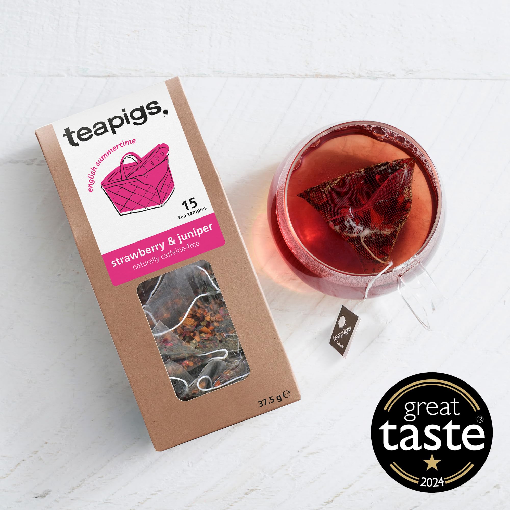 teapigs - Strawberry & Juniper Tea Caffeine-Free Fruit Tea Bags with Hibiscus 4