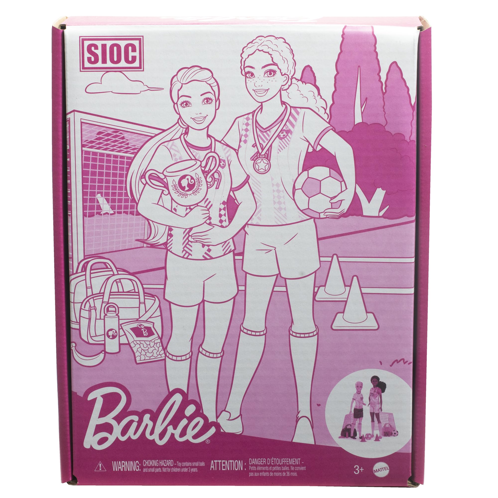 Barbie Careers Soccer Player Playset - 2 Fashion Dolls & 15 Accessories for Kids 3+ 7