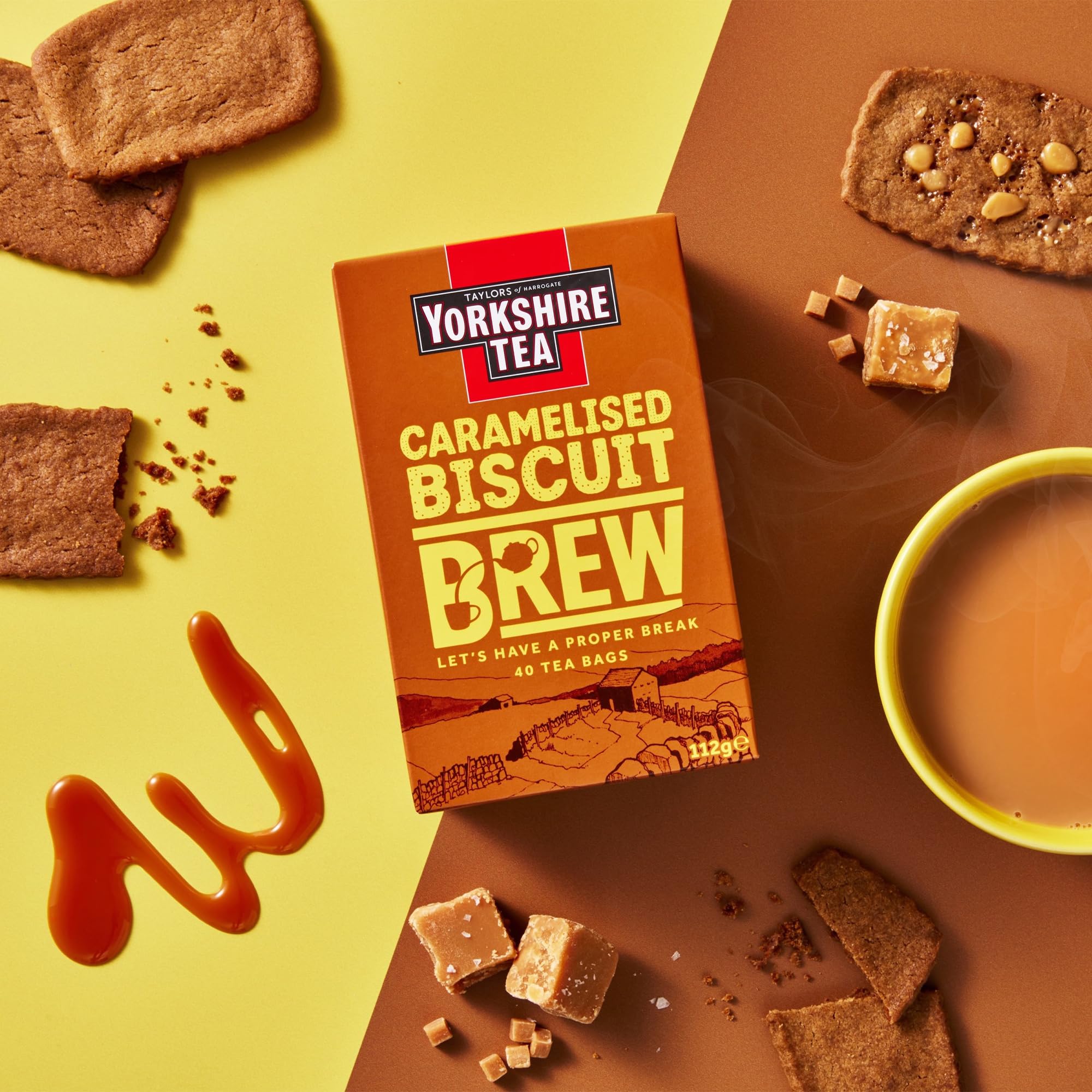 Yorkshire Tea - Caramelised Biscuit Brew Flavoured Tea Bags, 4 Boxes of 40 3