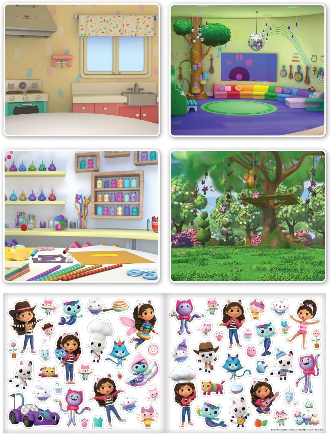 Paper Projects Gabby's Dollhouse Activity Set - Sticker Scene Craft Kit with 6 Scenes & 50+ Stickers 4