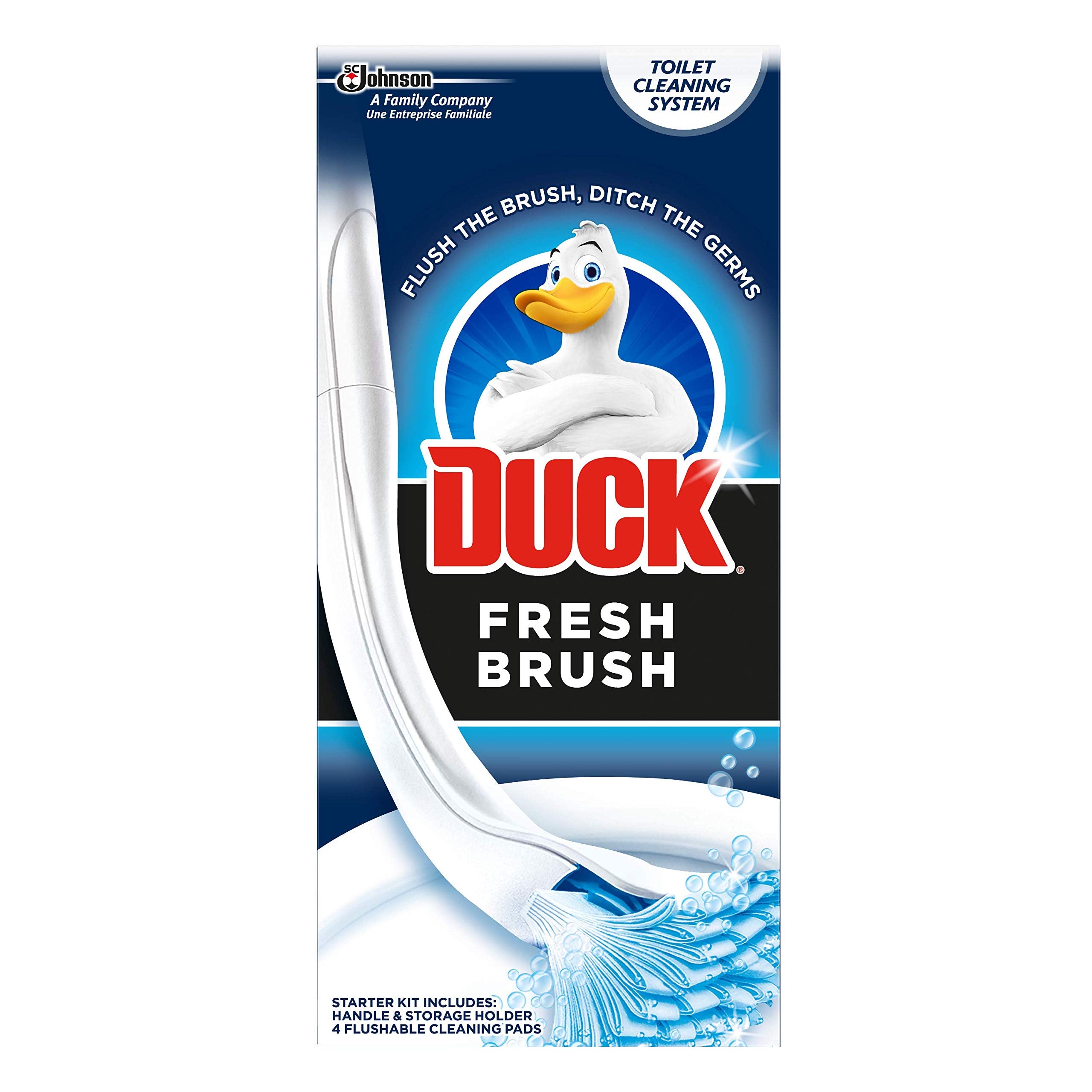 DUCK Toilet Fresh Brush Starter Kit with 1 Handle and 4 Flushable Cleansing Pads 2