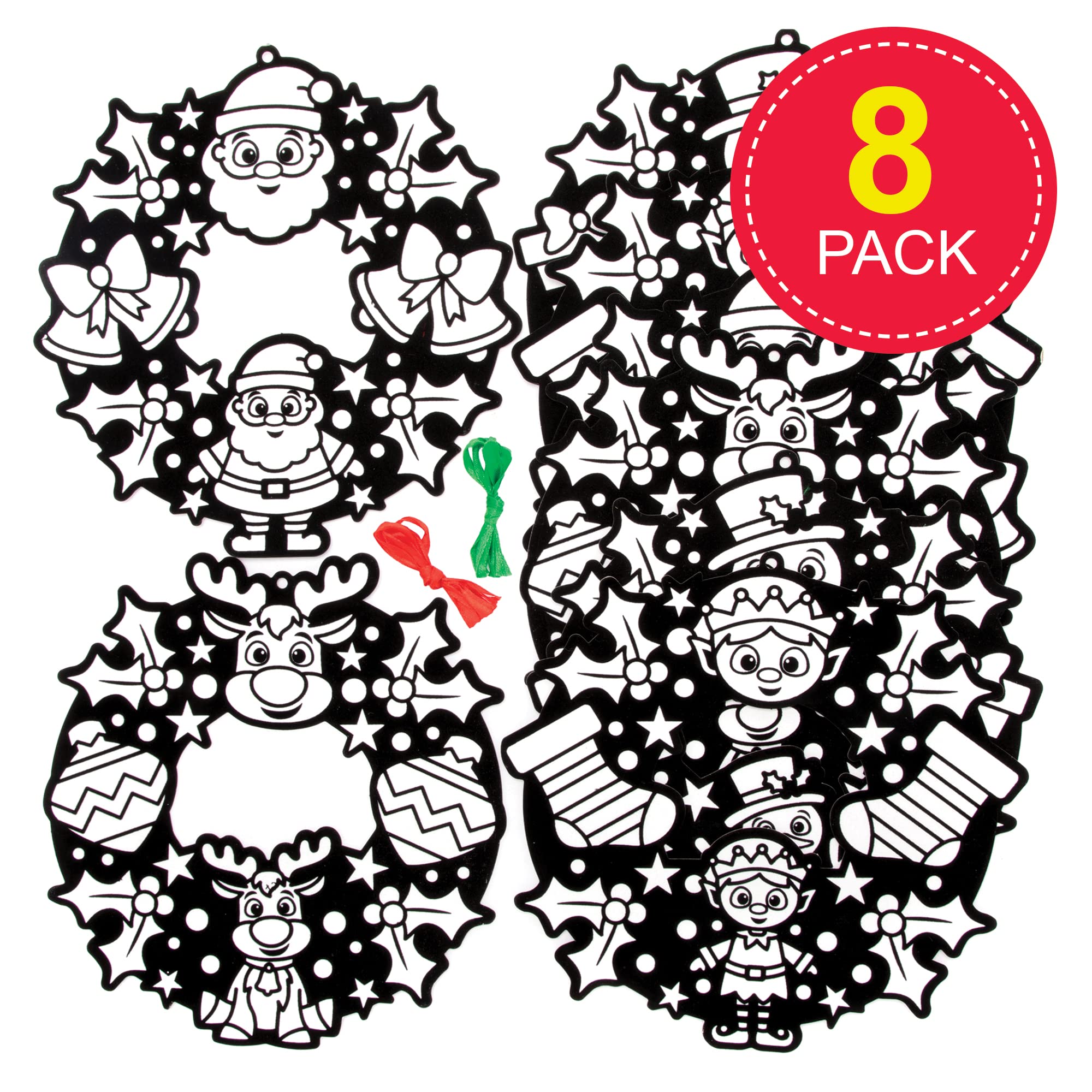 Baker Ross Christmas Colour In Wreaths - Pack of 8 Craft Kit for Kids 4
