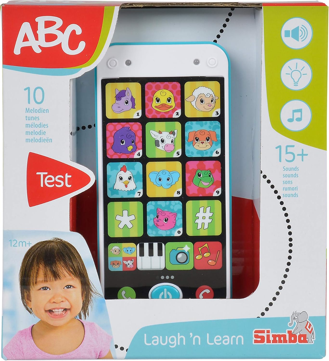 ABC Smart Phone Toy - Lights Up & 25+ Sounds for Toddlers 12-36 Months 3