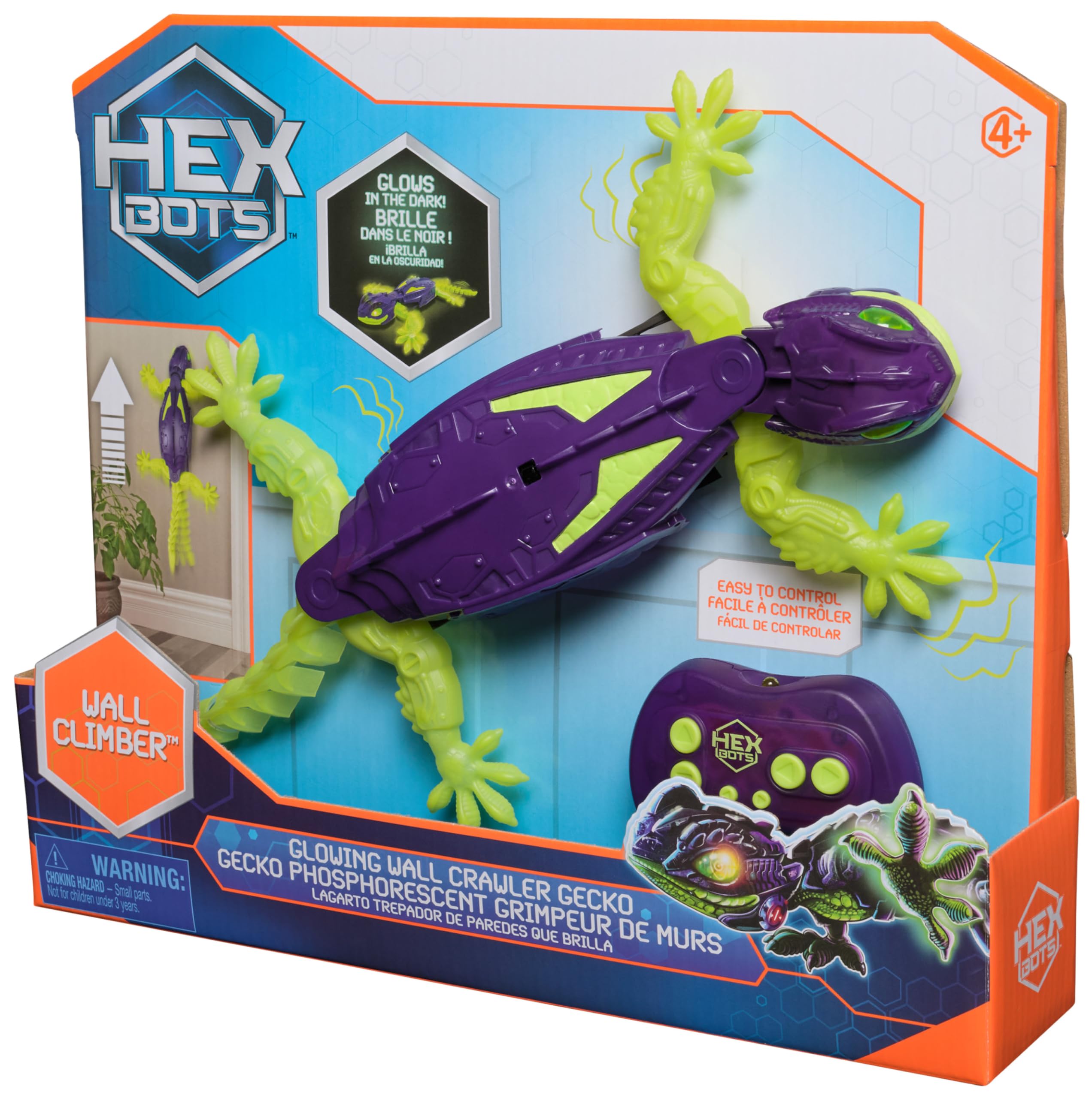 HEX BOTS Glow-in-the-Dark Gecko - Remote Control Wall-Crawling Robot Toy for Kids 9