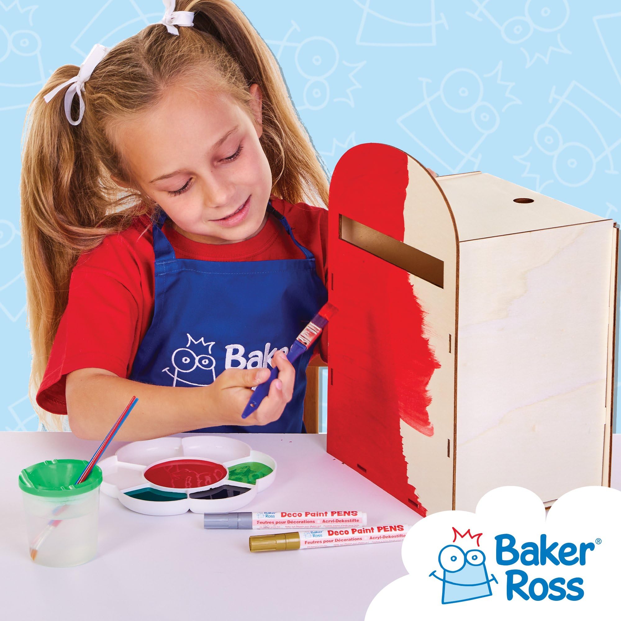 Baker Ross FX846 Wood Craft Post Box Kit - Paintable & Customizable | Assembled Size 23x23x33cm | 1 Kit 4