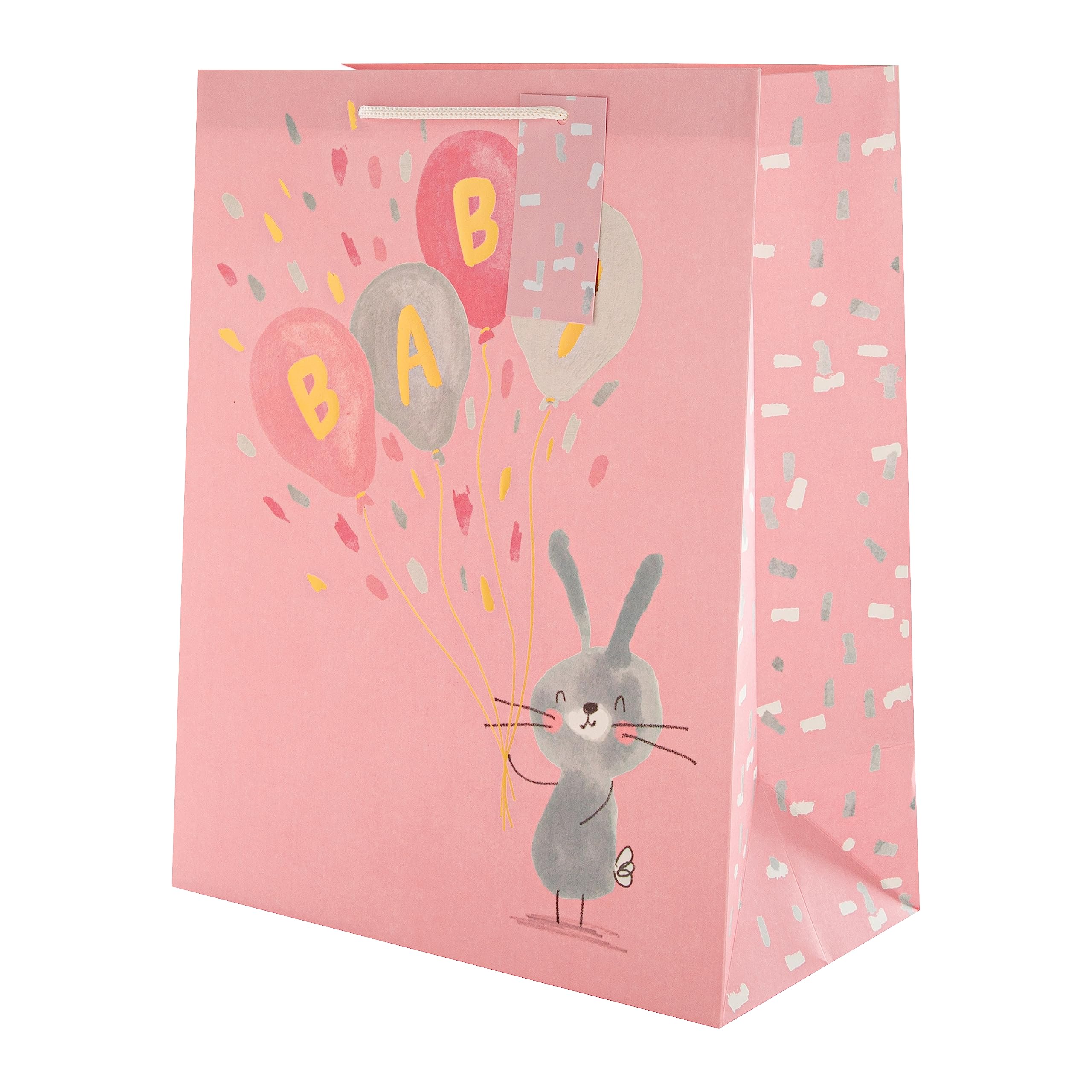 Hallmark New Baby Large Gift Bag - Pink Rabbit Design | H33cm x W26.5cm