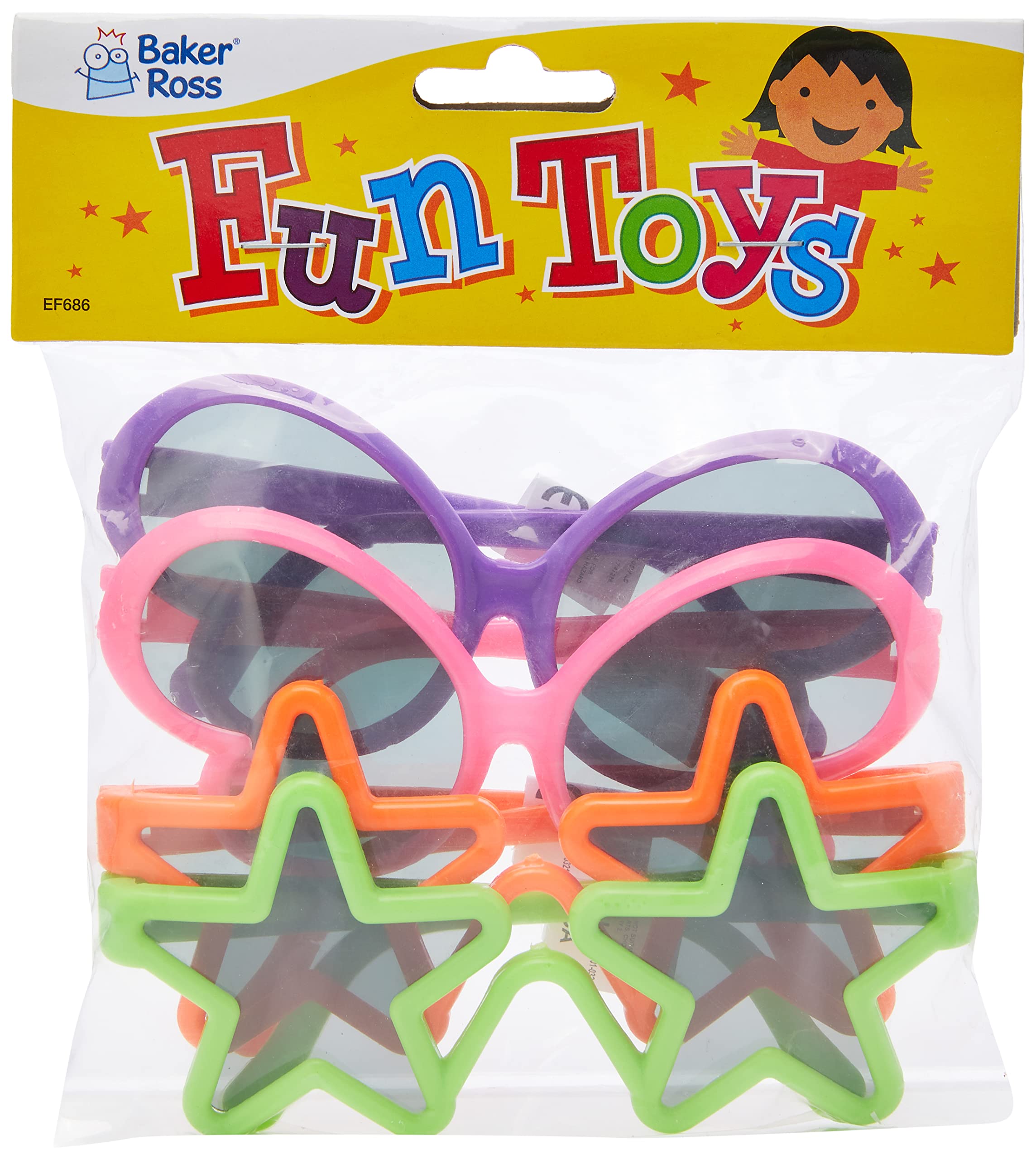 Baker Ross Funky Fun Sunglasses Shades for Kids (Pack of 4) | Assorted Retro Shapes | Plastic 2