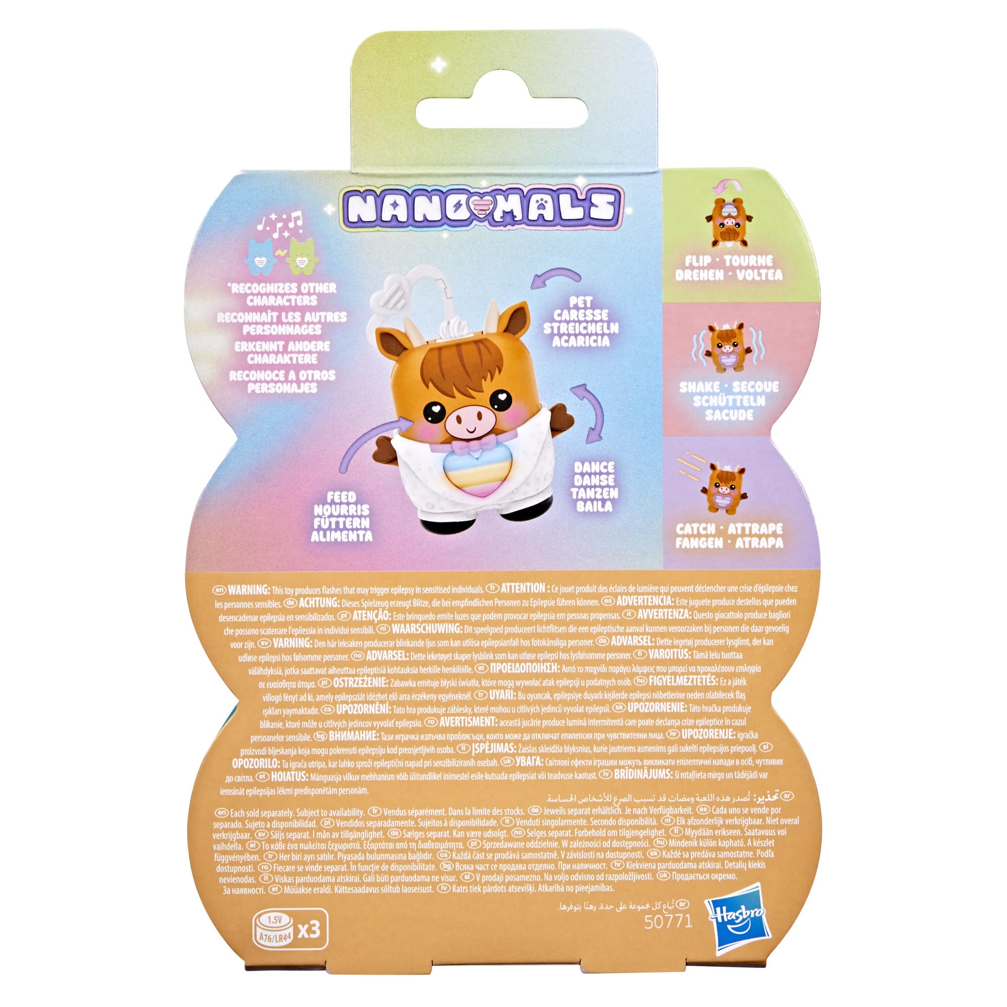 Hasbro Nano-Mals Cowbert the Highland Cow - Electronic Fidget Pet with Light-Up Heart, 70+ Reactions & Silent Mode 9
