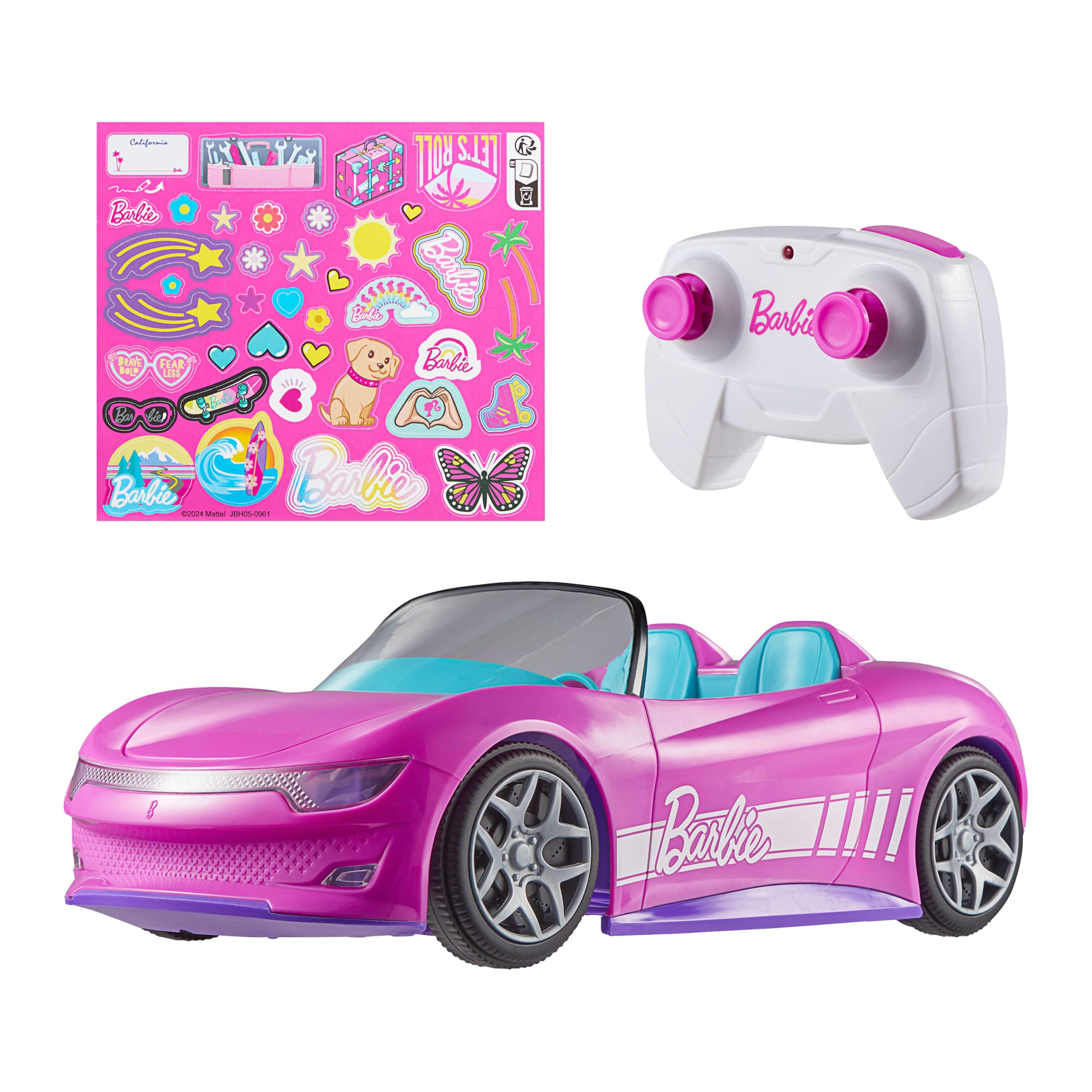 Hot Wheels RC Barbie Convertible Toy Car - Remote-Controlled Pink Vehicle for 2 Barbie Dolls