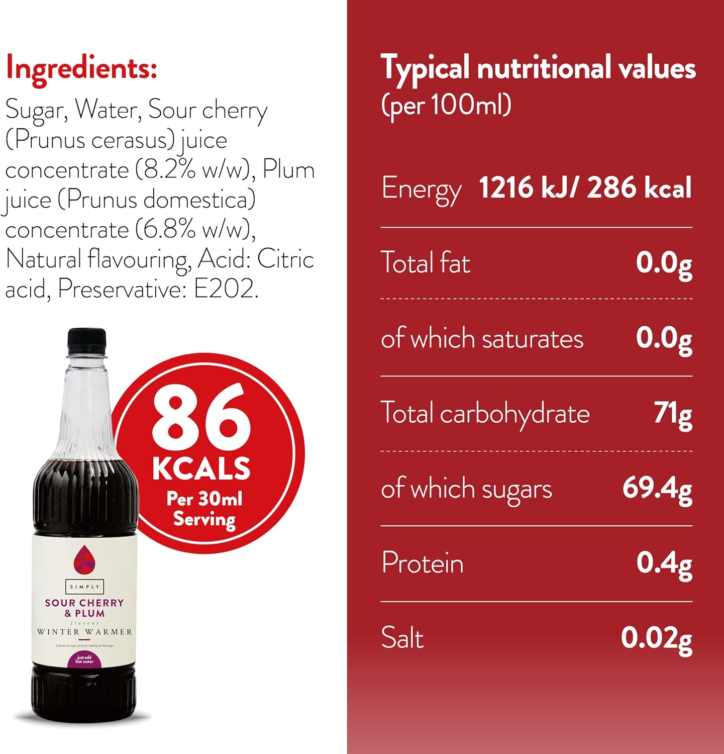 Simply Sour Cherry & Plum Winter Warmer Syrup, Vegan and Nut Free Flavoured Syru 4