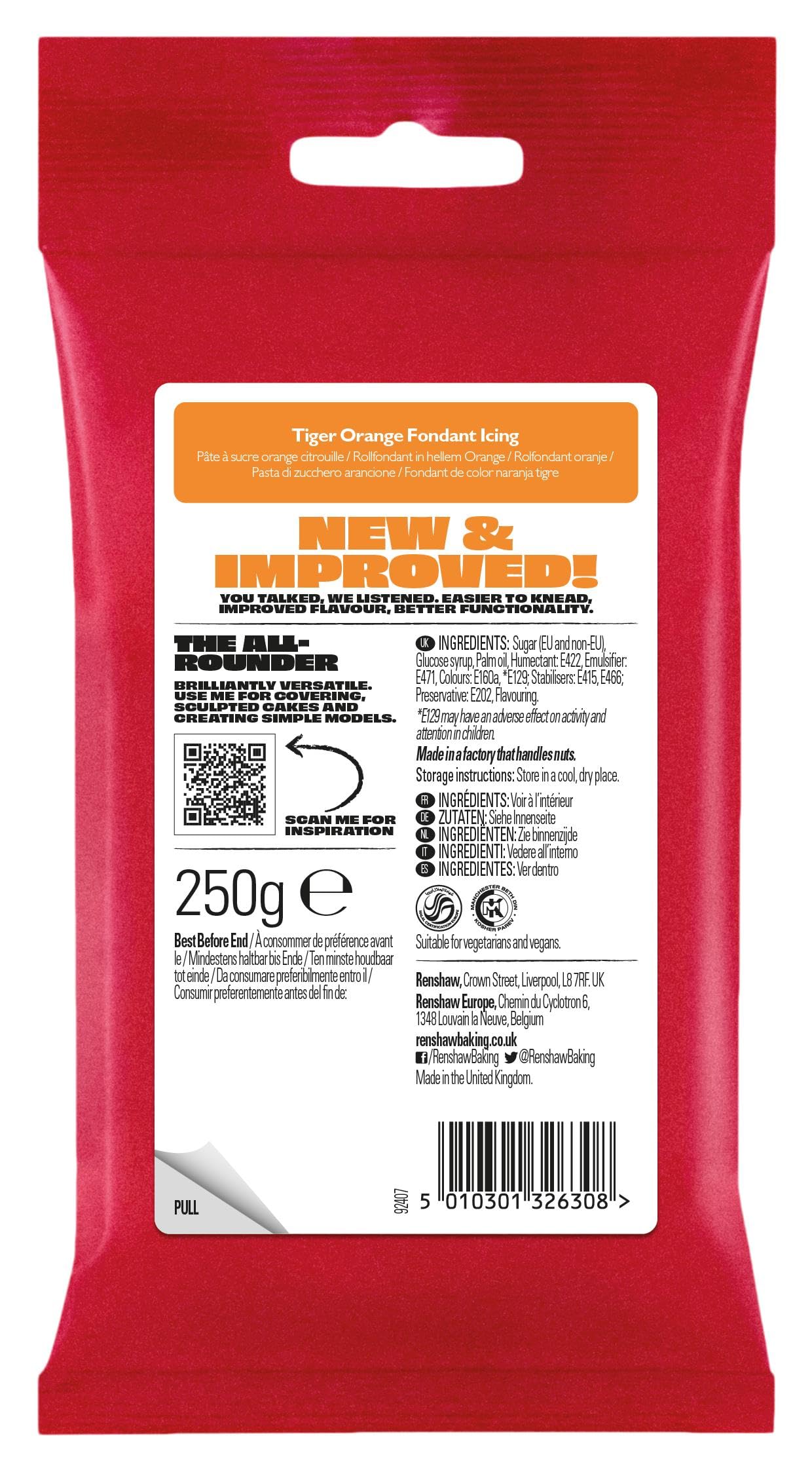 Renshaw Just Roll With It Fondant Icing - Tiger Orange | 250 g