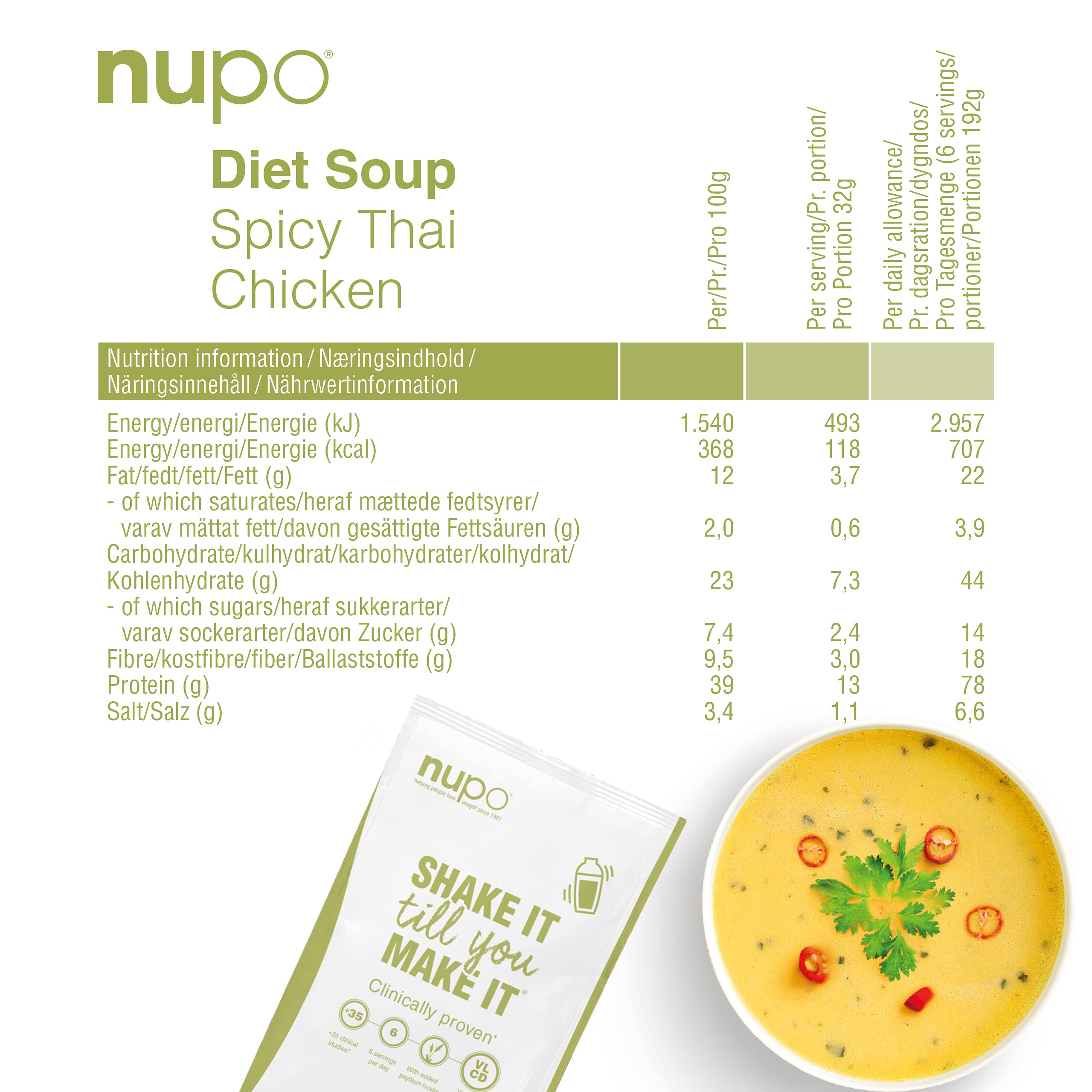 NUPO Diet Meal Replacement Gluten Free Spicy Thai Chicken Soup (12 Servings) 4