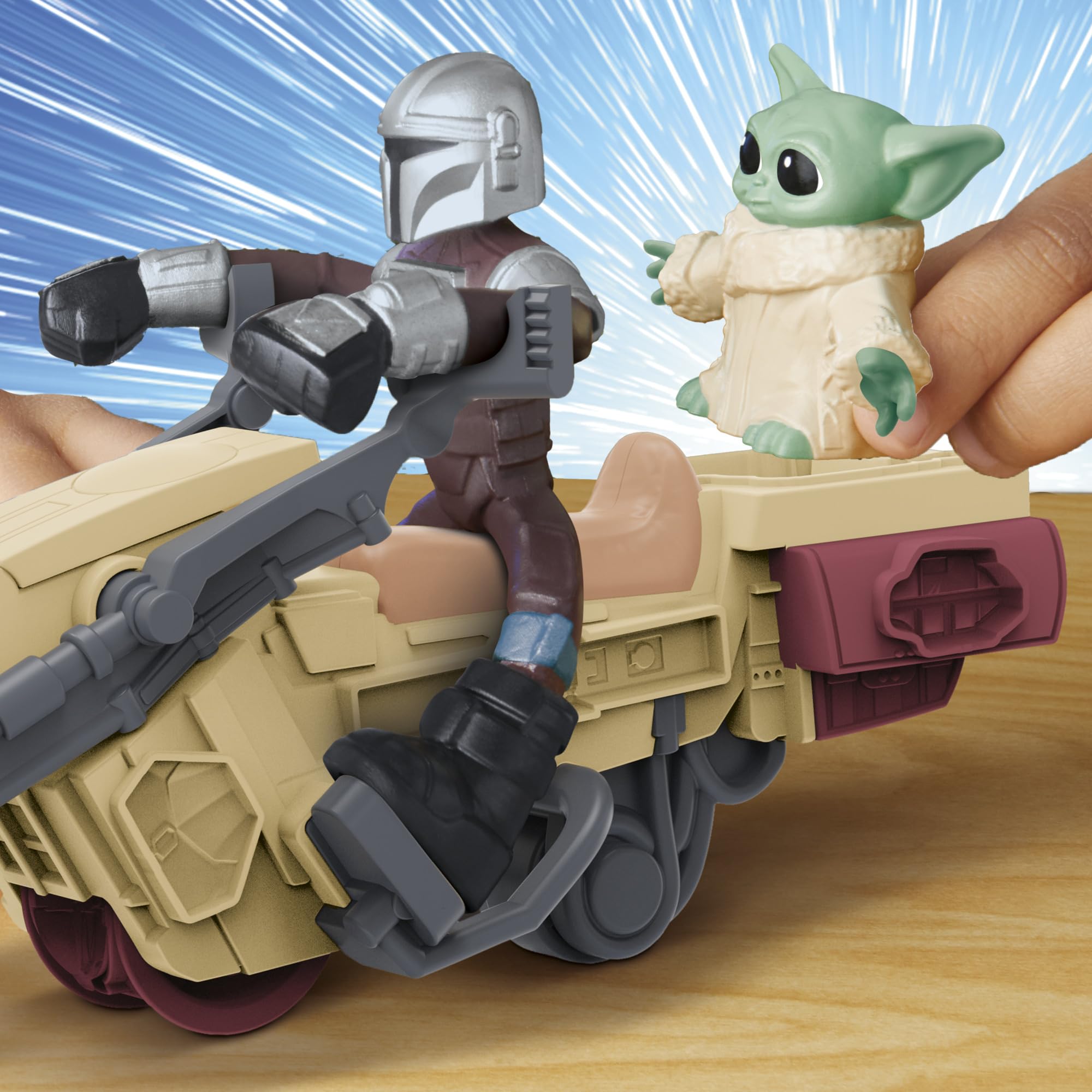 Play-Doh STAR WARS: THE MANDALORIAN Launching Speeder Playset - Action Figures & Vehicle for Kids 4+ 4