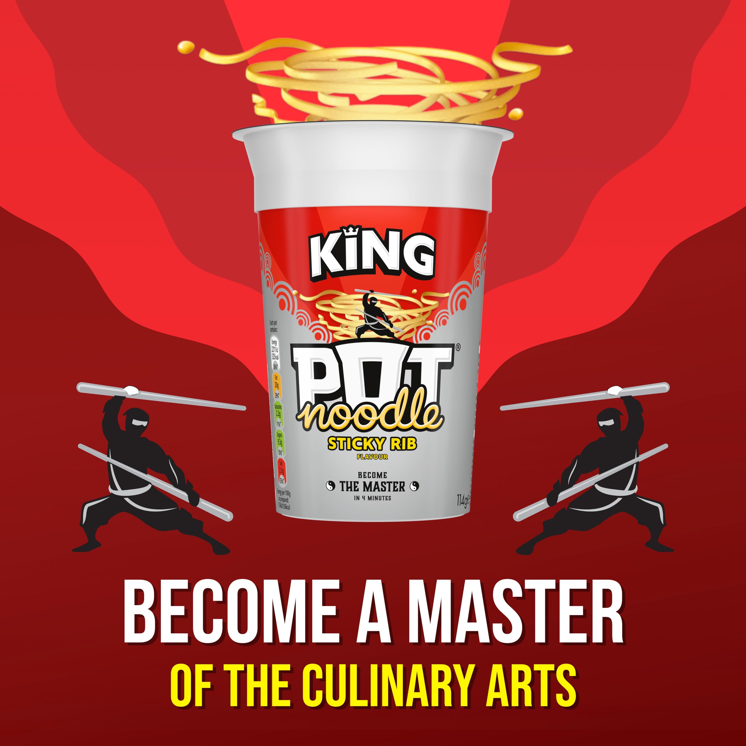 Pot Noodle King Sticky Rib Flavour Instant Noodles, 114g 6