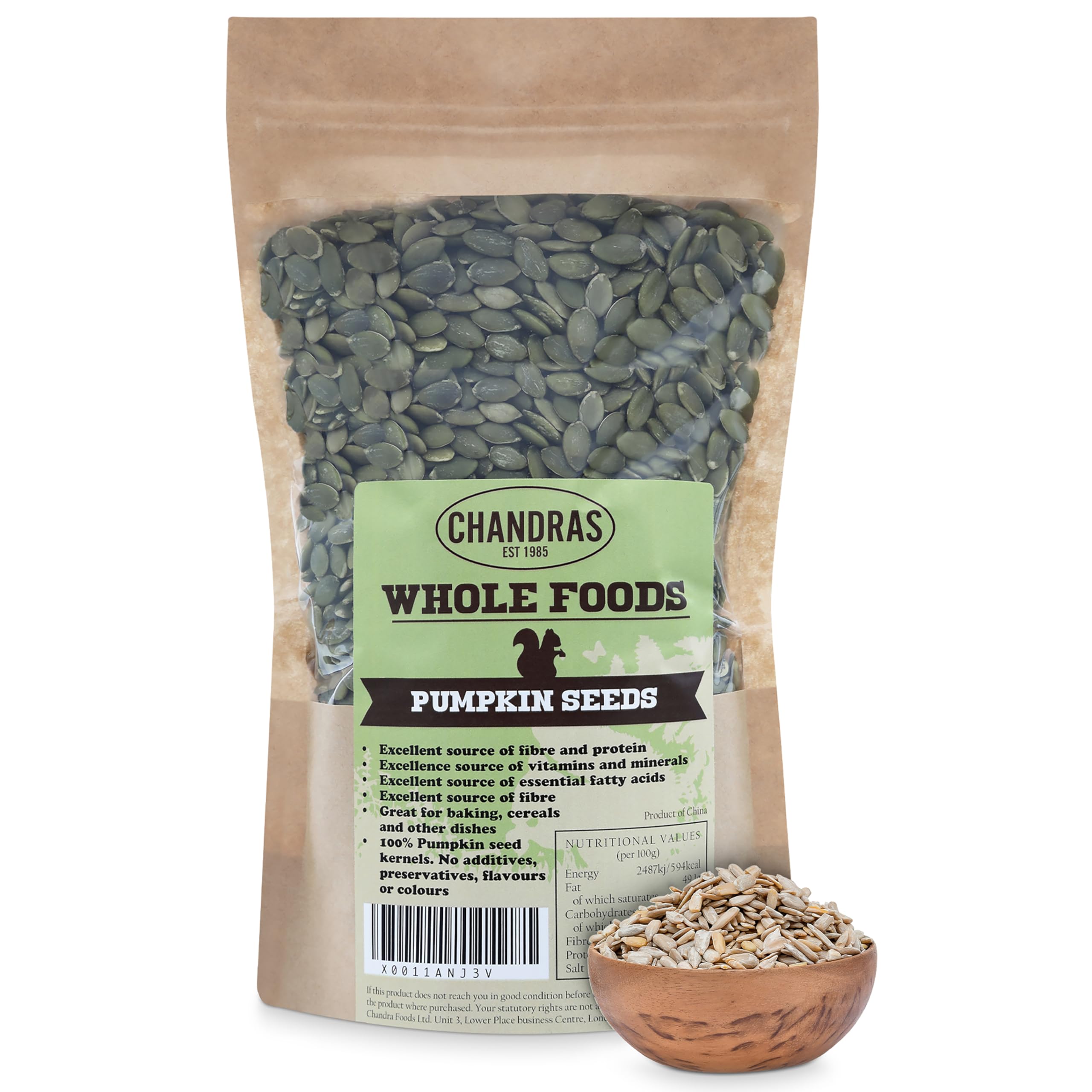 CHANDRA Raw Pumpkin Seeds - 1kg Pack | High Fibre, Keto & Vegan Friendly 1