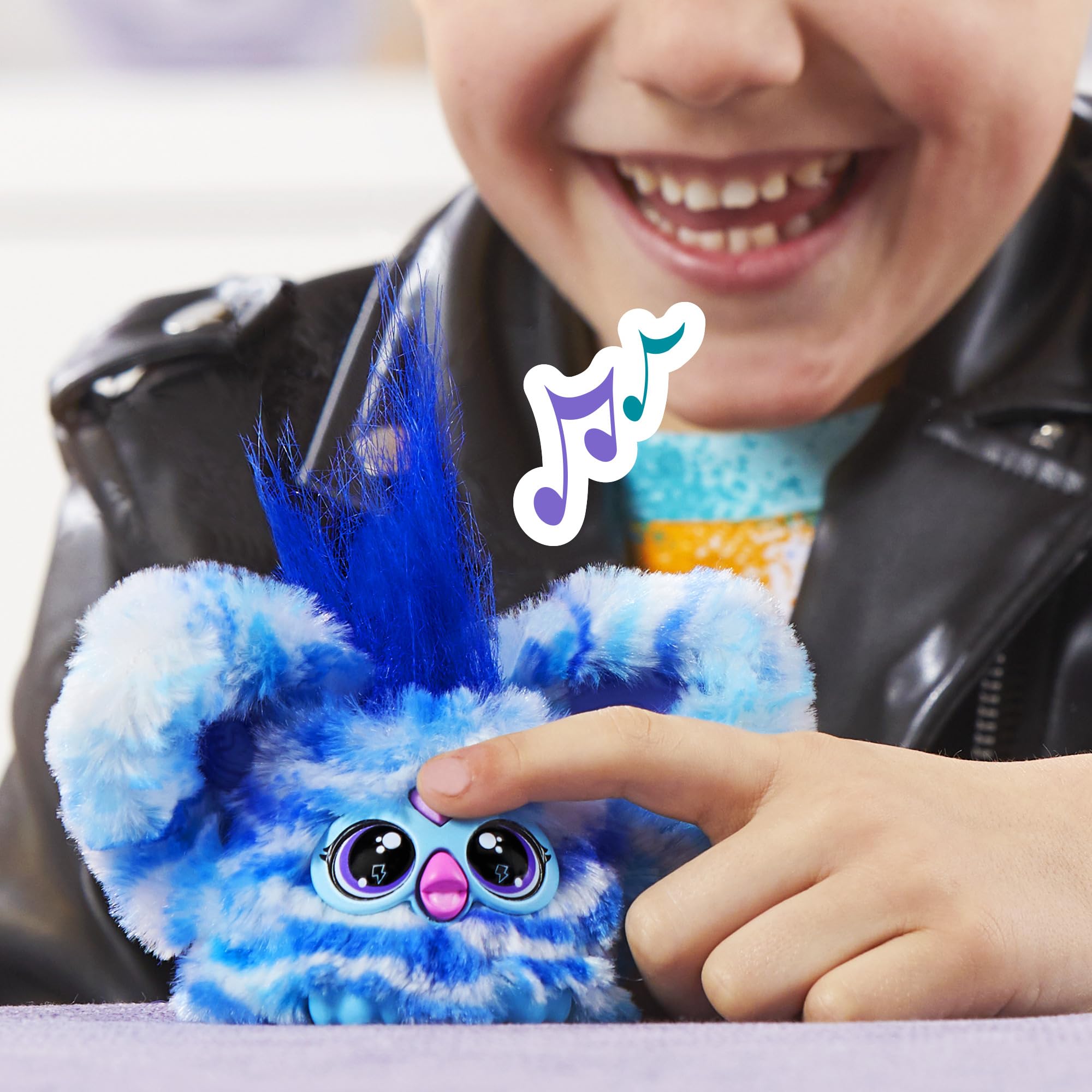 Furby Ooh-Koo Rock 'n' Roll Mini Electronic Plush Toy, Blue 6