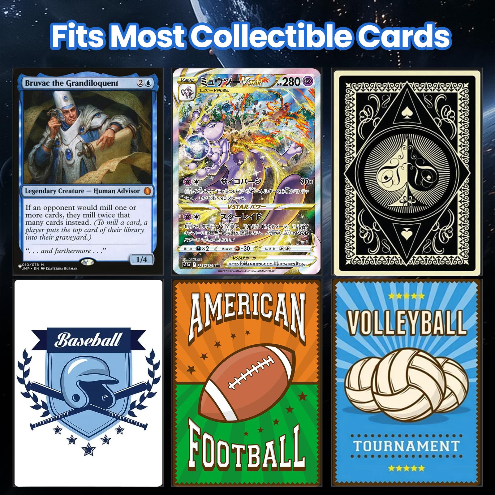 MOXYOY 100 Pcs Transparent + Black Penny Sleeves for Trading Cards - Anti-Slip, Anti-Fingerprint TCG Protection 6