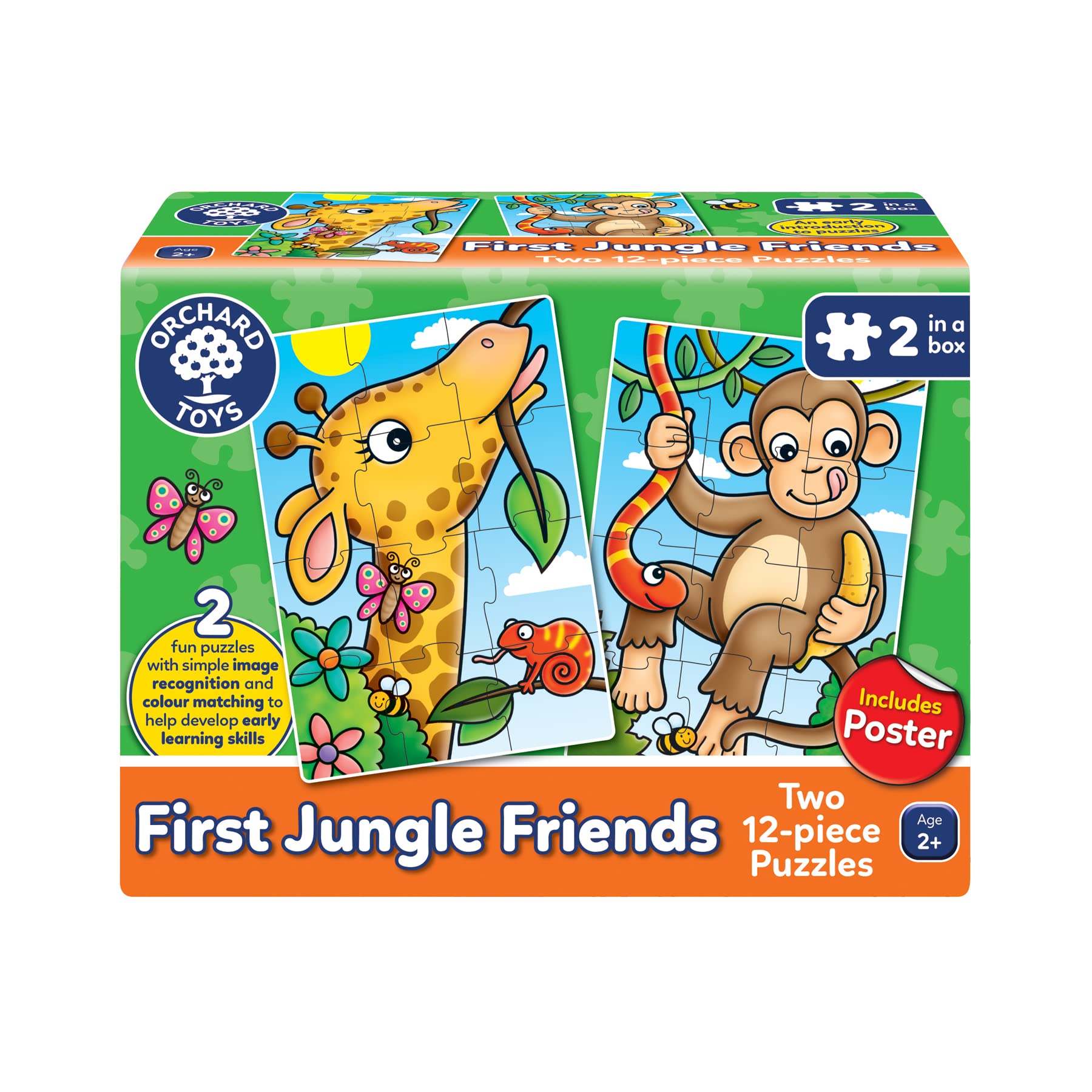 Orchard Toys First Jungle Friends Jigsaw Puzzle - 12-Piece Educational Puzzle for Toddlers 2+ 5