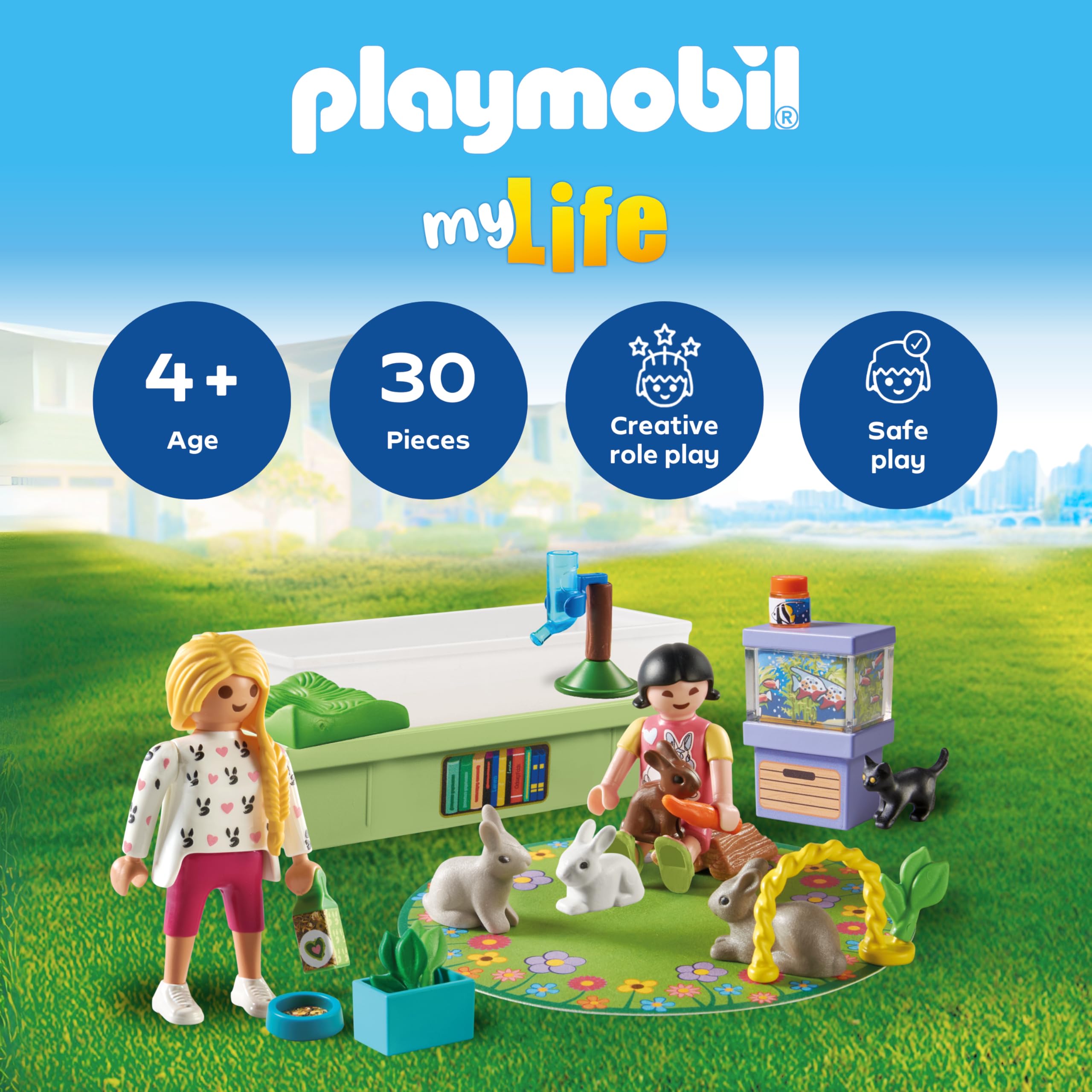 Playmobil My Life Family with Rabbits Playset - Animal Figures for Kids 4+ 3